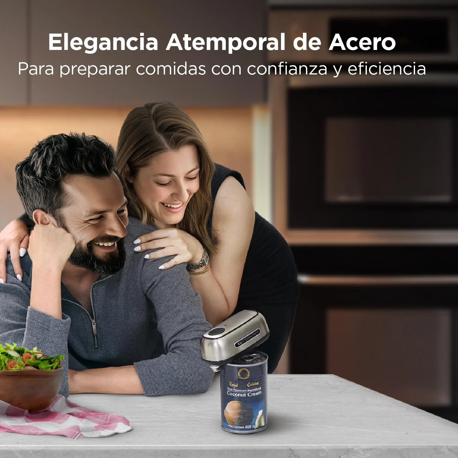 Kitchen Mama Orbit One Abrelatas Recargable Manos Libres Carga Tipo C Apagado Automático Acero Inoxidable