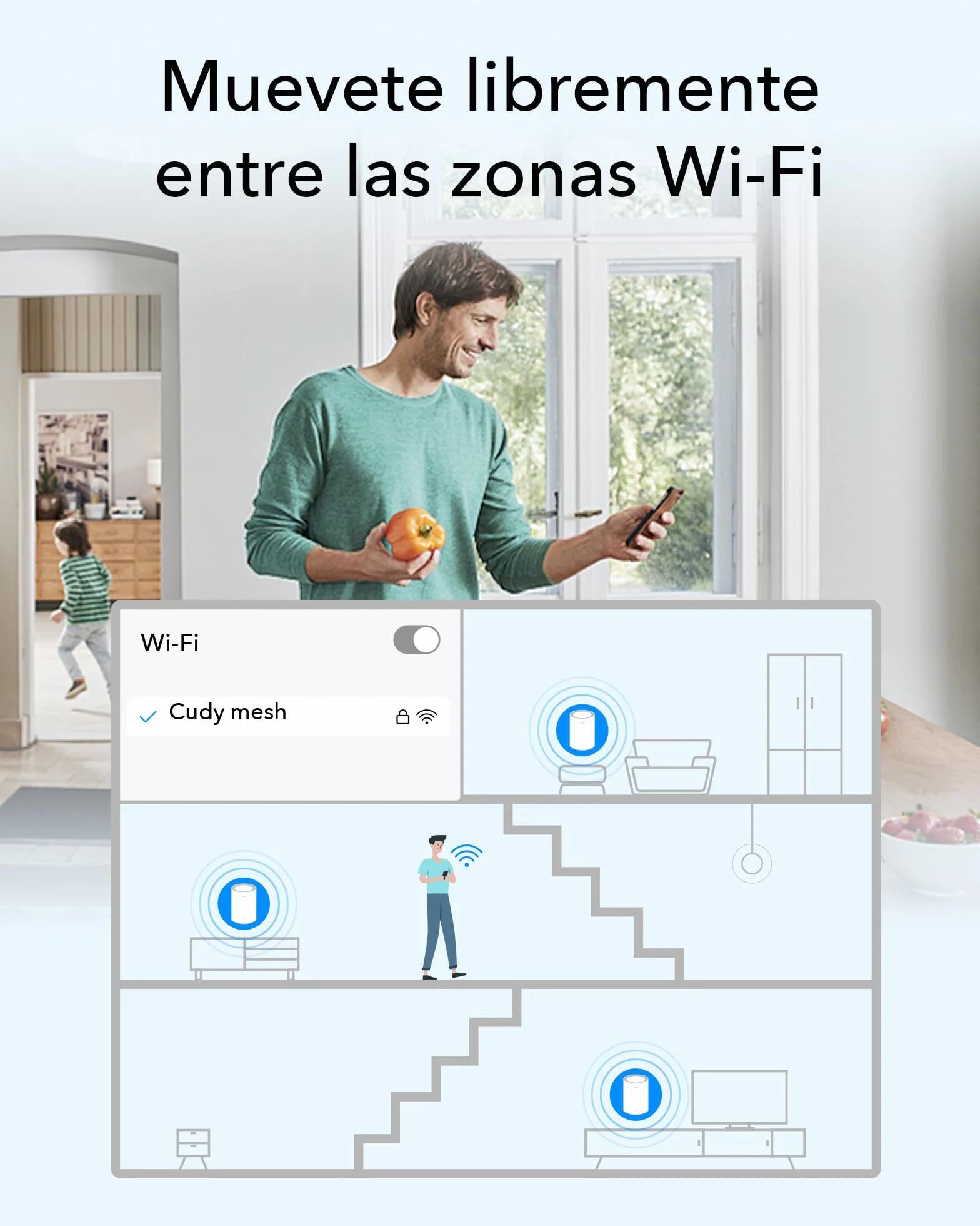 Cudy Sistema de Malla Wi-Fi 6 para Toda la Casa, 2.5G WAN, Red Troncal Ethernet, Ideal para 1Gig+ Internet, Wireguard, OpenVPN, M3000 1-Pack