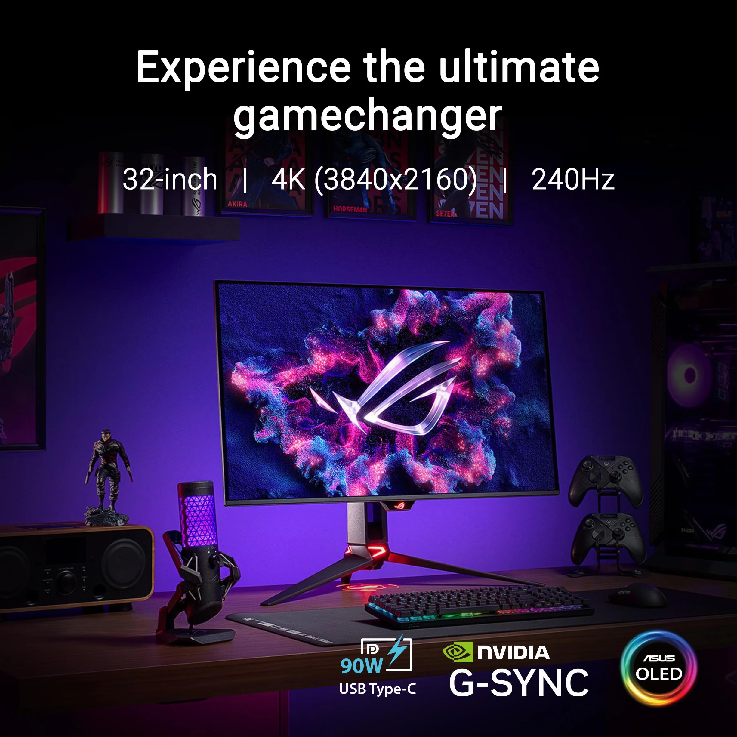 Monitor Gaming ASUS ROG Swift OLED PG32UCDMZ 32" 4K 240Hz 0.03ms G-Sync QD-OLED