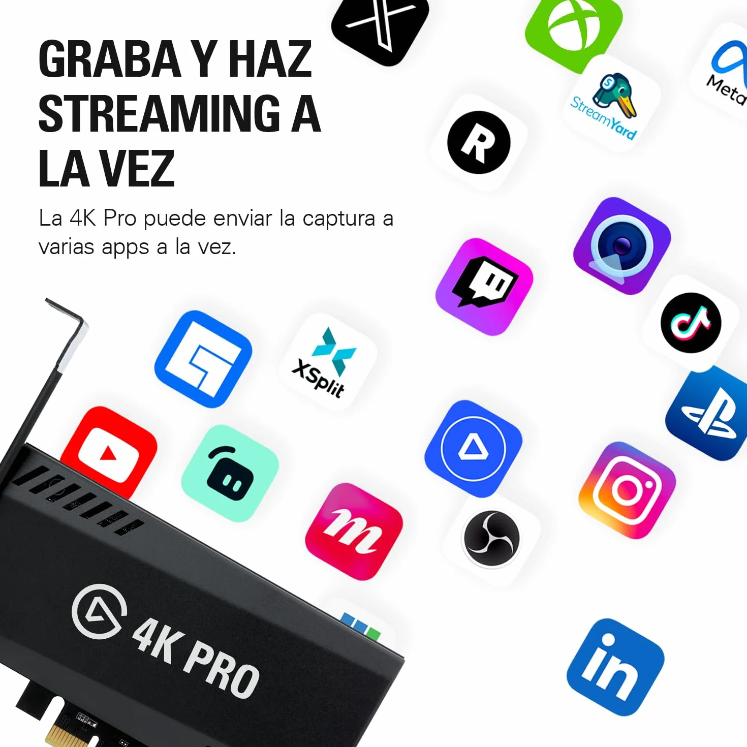 Elgato 4K Pro, Tarjeta de Captura Interna: Traspaso de señal 8K60|4K60 HDR10 con una latencia ultrabaja en PS5|Pro, Xbox Series X|S, Nintendo Switch 2, OBS y más, Streaming, Compatible PC y Dual PC
