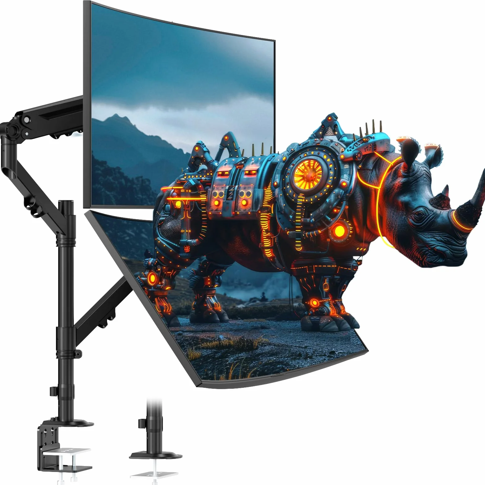 Soporte para Monitor Doble de 17 a 40 Pulgadas, soporta hasta 12 kg, Brazos para Monitor para Colocar 2 monitores en Vertical/Paralelo, con Abrazadera/Base de Ojal, Montaje VESA 75/100 mm