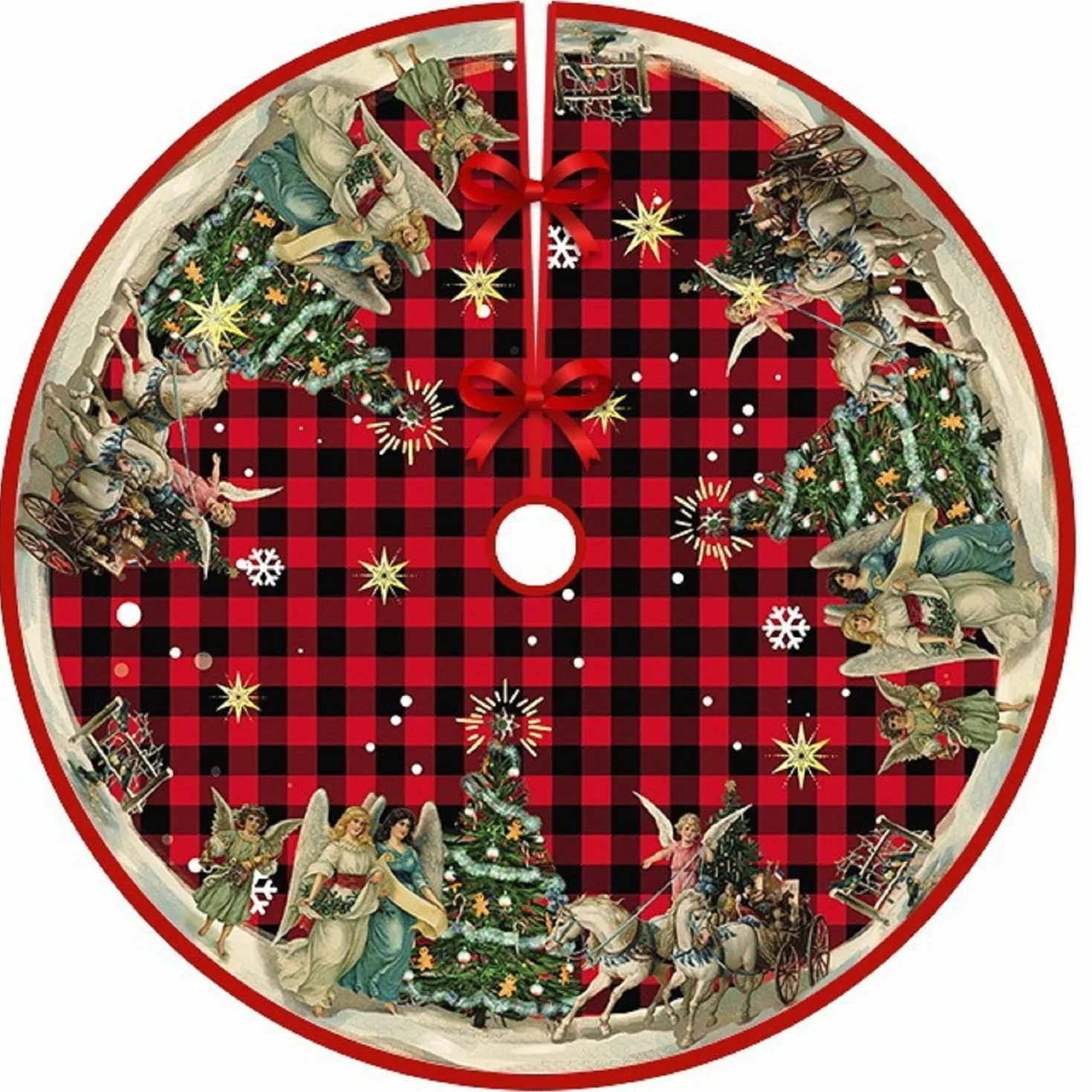 Falda Arbol de Navidad 120cm Redondo para Decoración de Fiestas, Christmas Tree Skirt