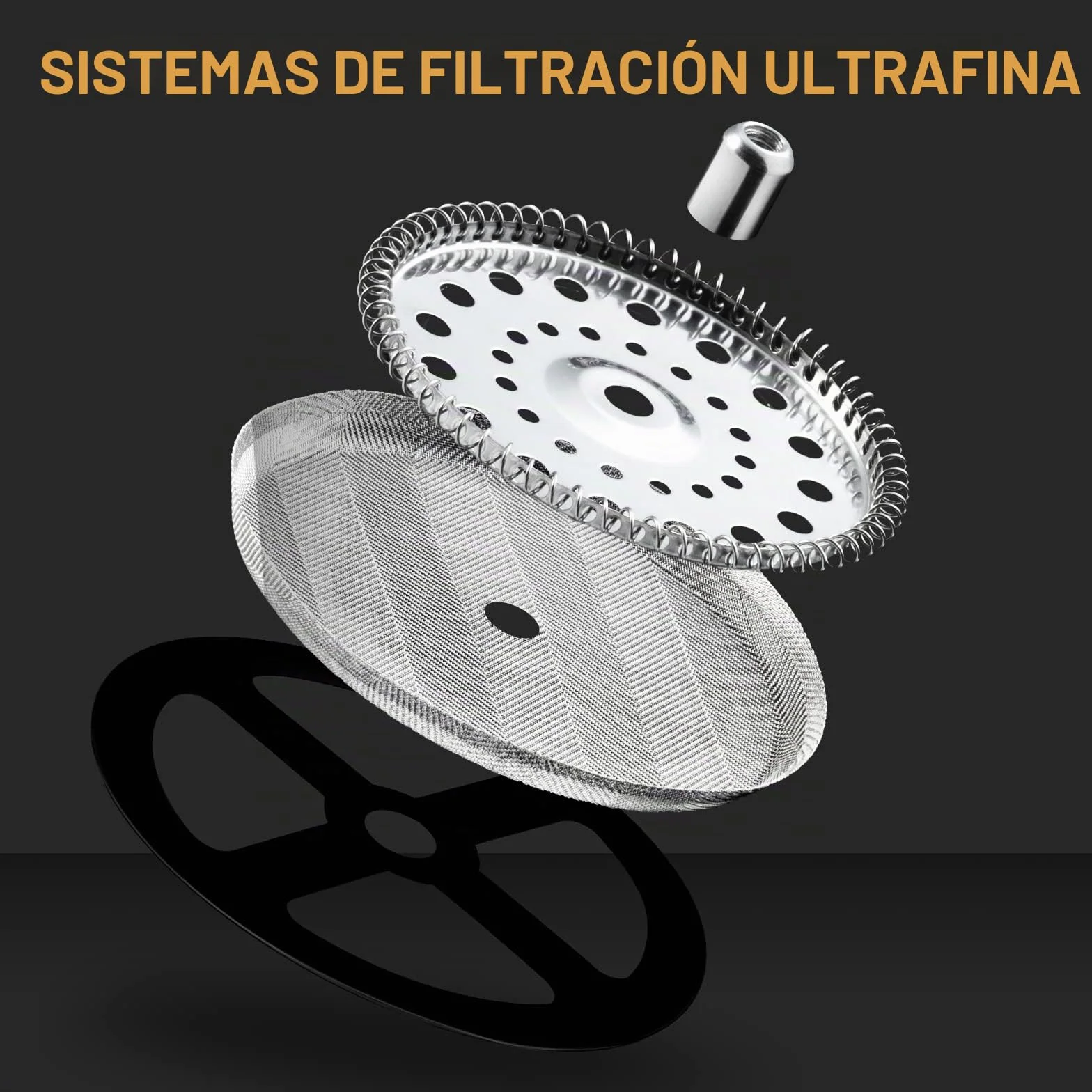 Cafetera de Prensa Francesa Acero Inoxidable 304 12oz para Viaje y Hogar (Negro)