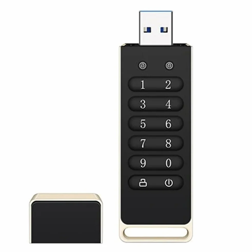 Unidad USB Segura, Unidad Flash USB Cifrada de 64 GB con Contraseña de Hardware y Teclado, USB 3.0.