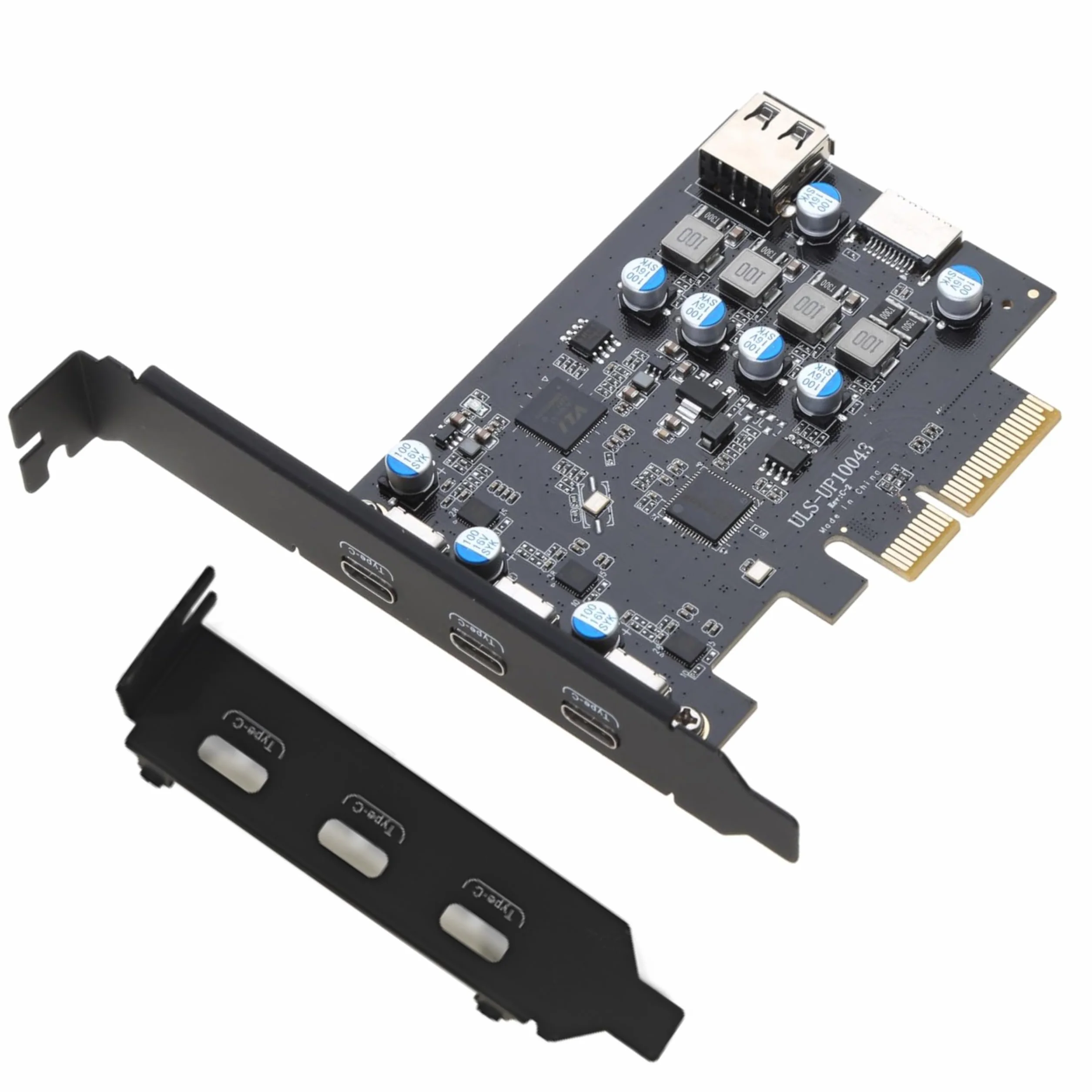 Tarjeta de expansión PCIe, USB 3.2 gen2 10Gpbs con 3 Puertos USB C y 2 Puertos internos (1x Type A, 1x Type E A Key 20 Pin) for Desktop Personal Computer