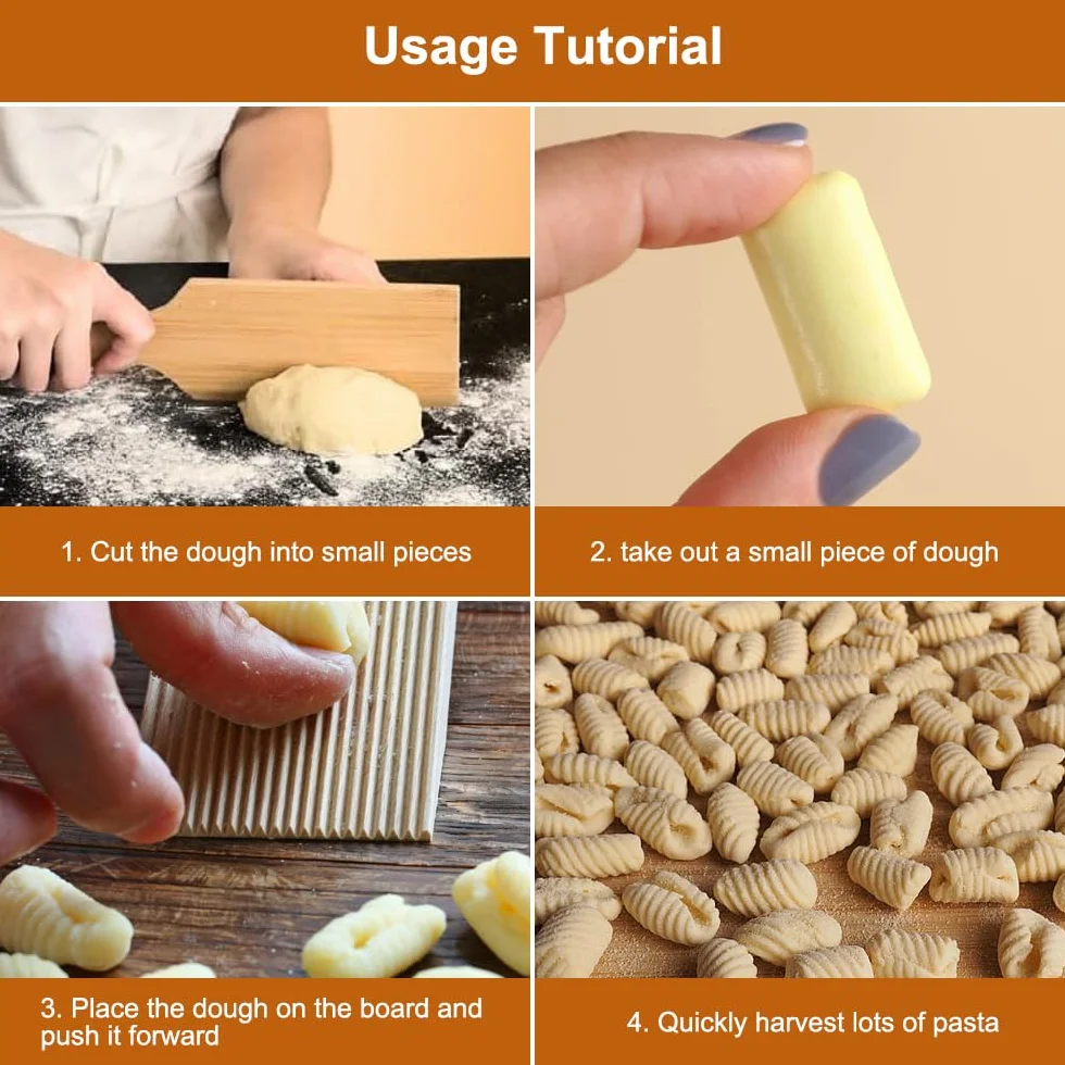 Tabla de Ñoquis Raspador de Madera para Hacer Pasta Auténticos con Manija