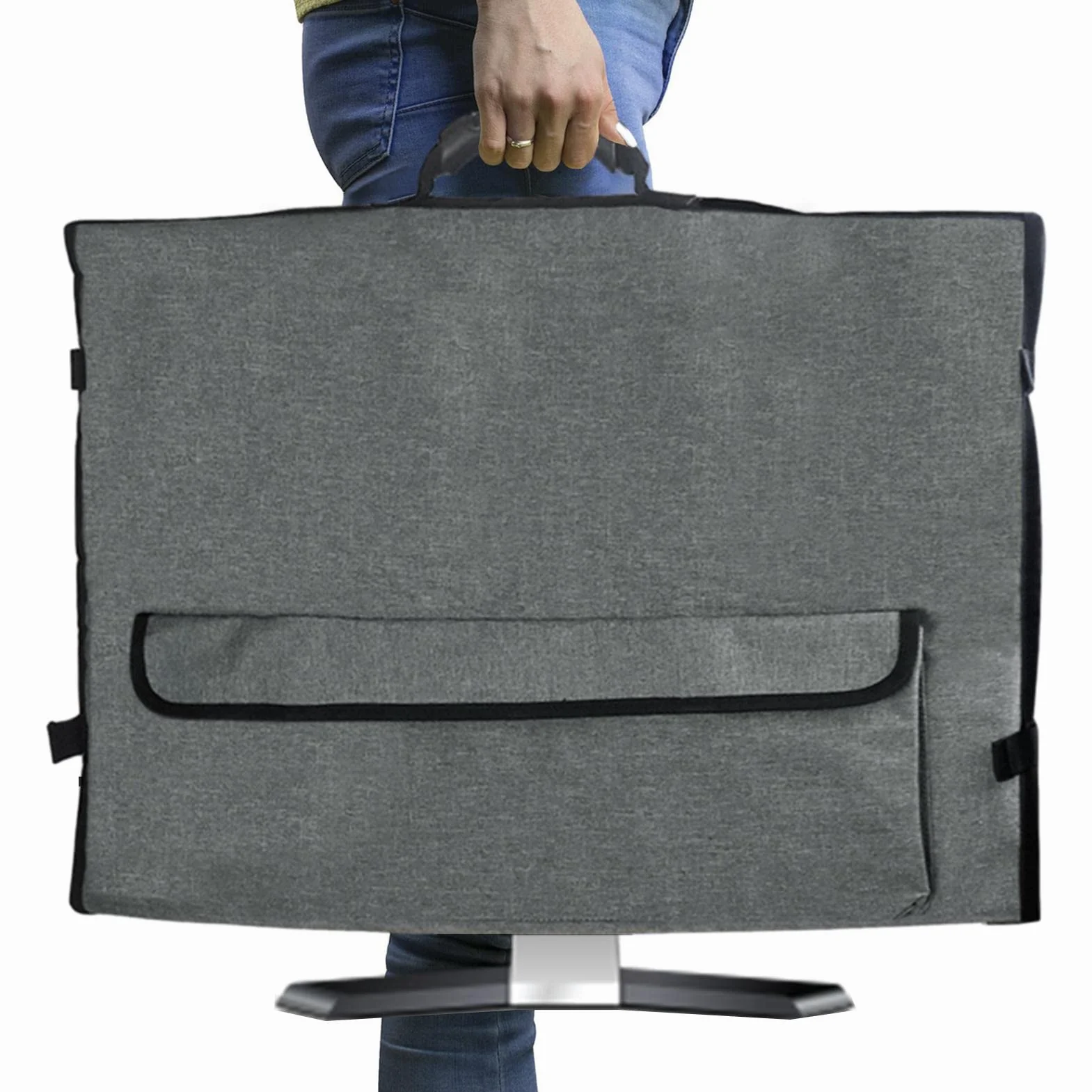 Funda para el transporte del monitor | Funda protectora con transporte | Bolsa viaje acolchada portátil 24-27 pulgadas con bolsillo para accesorios