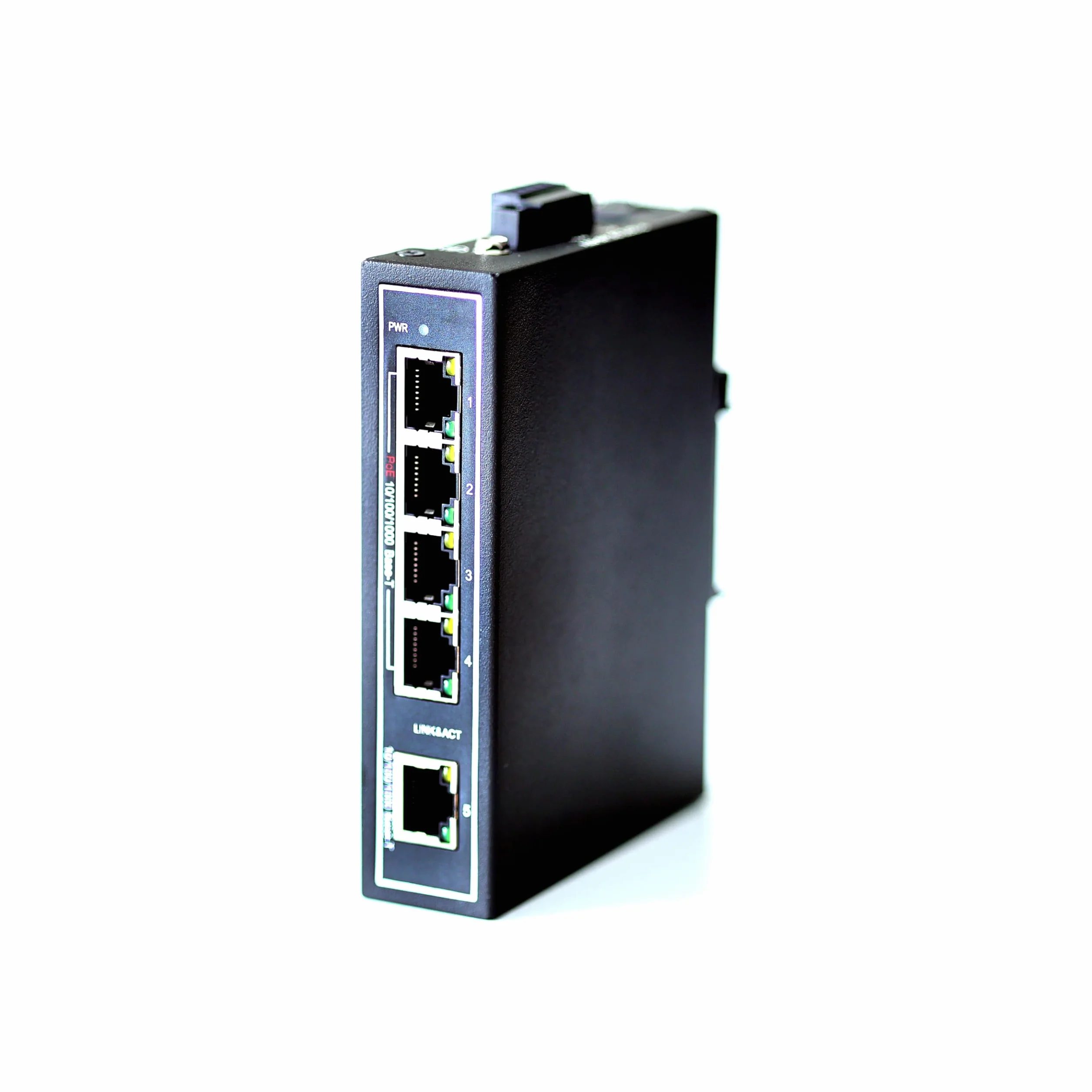 WDH-5GT-POE 10/100/1000Mbps Gigabit Switches Ethernet industriales PoE de 5 Puertos no administrados con riel DIN/Montaje en Pared (sin Ventilador, -30 ℃ ~ 75 ℃)