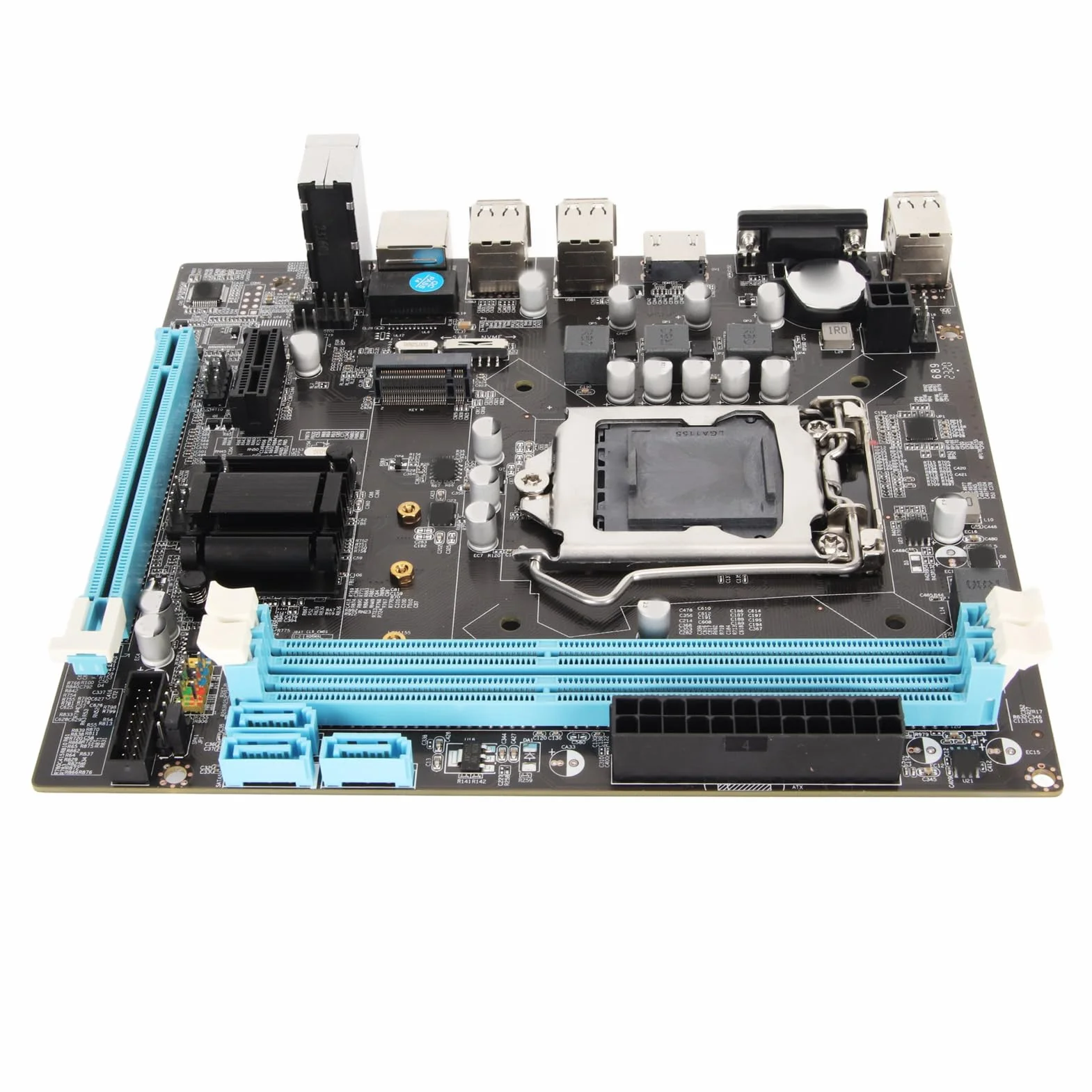 Placa base de escritorio, placa base para juegos Micro ATX, LGA 1155 I3/I5/I7, DDR3 de doble canal, M.2 NVMe NGFF, PCIe, salida HDMI VGA, USB 2.0, LAN de 10/100 Mbps, alimentación trifásica
