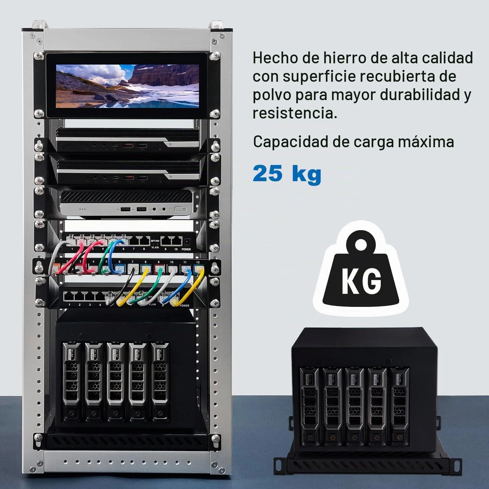 GeeekPi - Estantería para Rack de 25 kg de Alto Rendimiento para Armario de Red DeskPi RackMate T2, diseño Perforado, Capacidad de Carga de 25 kg, Color Negro