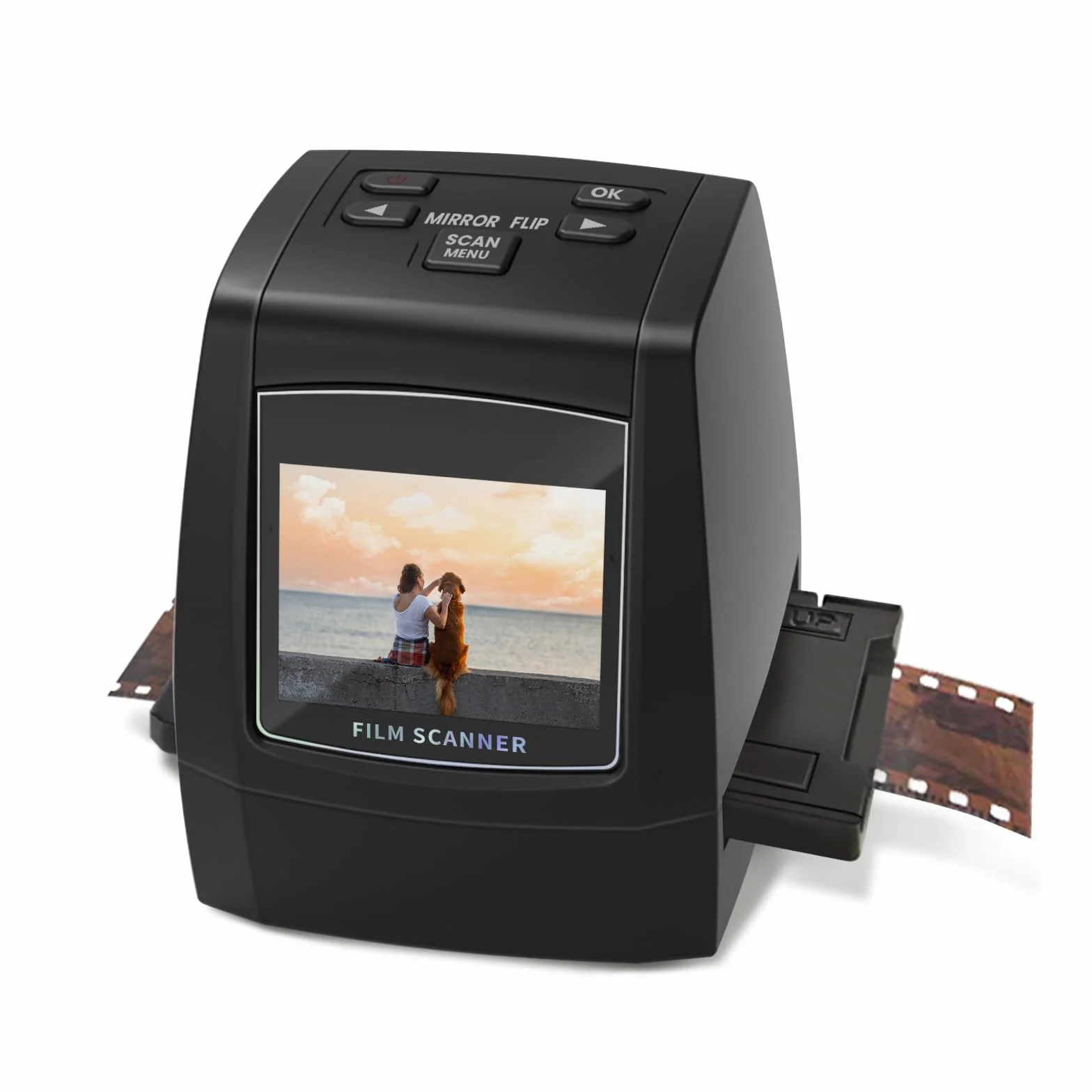 Mini escáner digital de películas y diapositivas - Convierte negativos y diapositivas de películas de 35 mm, 126, 110, Super 8 y 8 mm en imágenes JPEG de 22 megapíxeles - Pantalla LCD de 2,4 pulgadas
