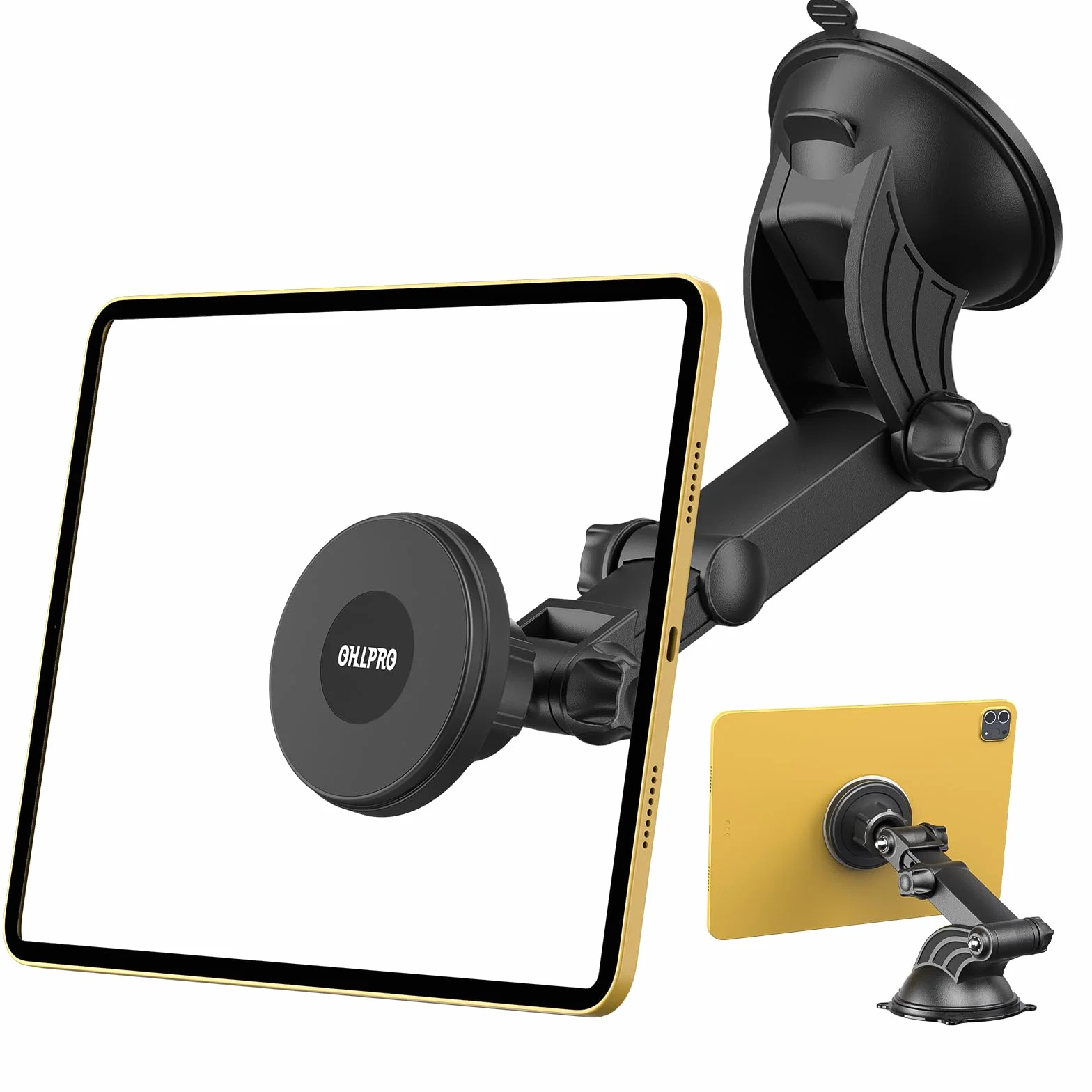 OHLPRO Magnético Soporte Tablet Coche con Ventosa Ultra Fuerte, Soporte iPad Coche Parabrisas y Salpicadero Rotación de 360 Brazo Extensible Compatible con iPad Galaxy Tab Phones y Tablets 4-13