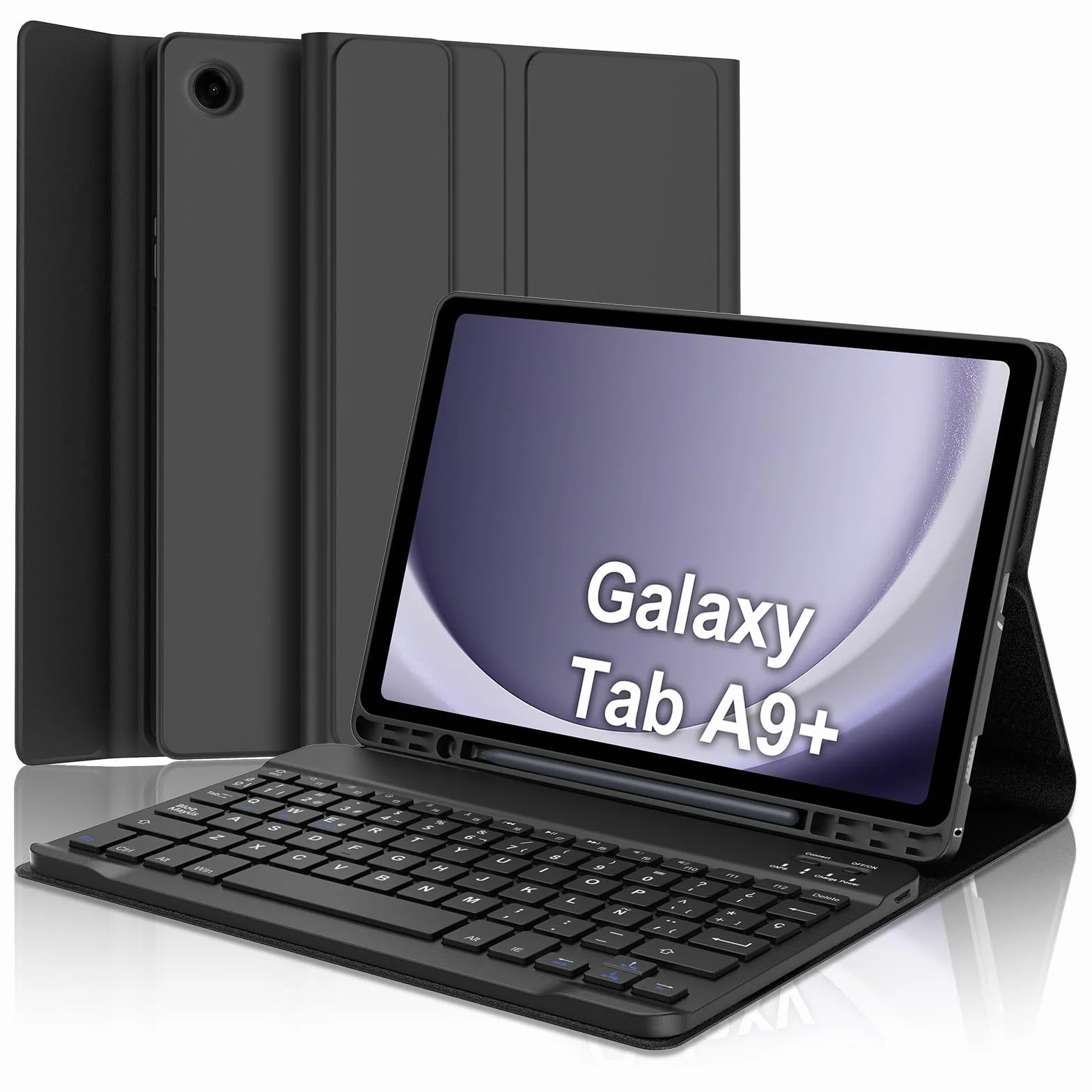 IVEOPPE Teclado Samsung Galaxy Tab A9 Plus 11 Pulgadas 2023, Funda Teclado Español Ñ Bluetooth Desmontable para Samsung Galaxy A9+ (SM-X210/X216/X218), Negro