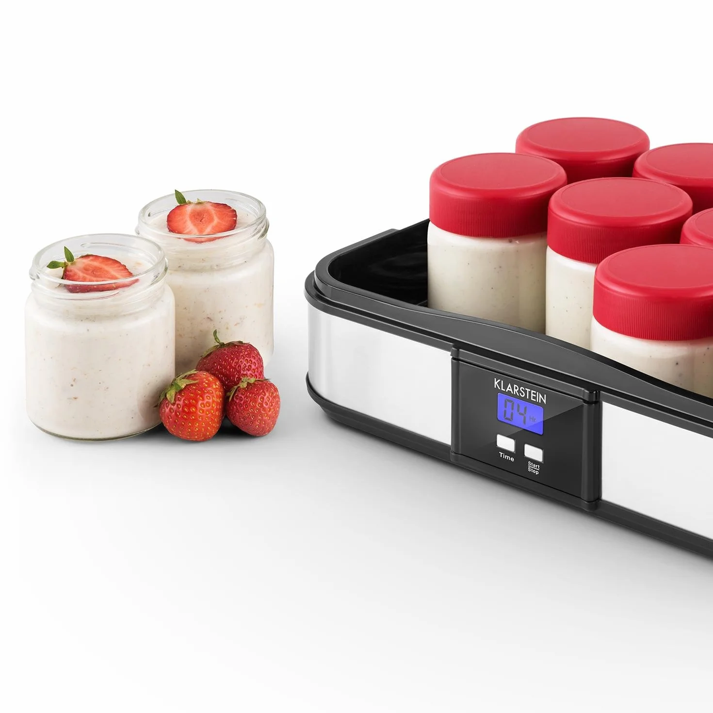 Klarstein Gaia Yogurtera 12 vasos 2,5L acero inoxidable pantalla LCD negro