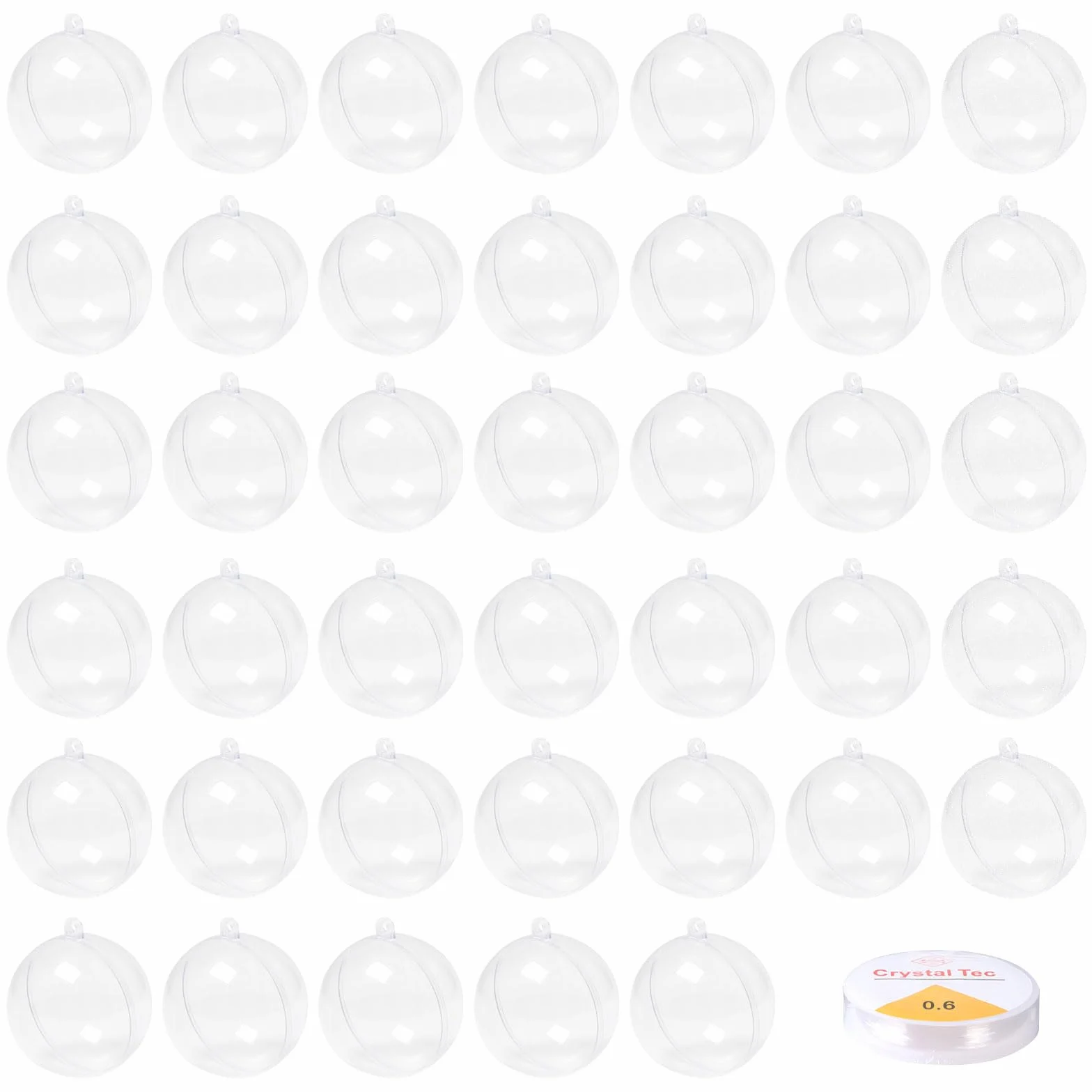 40 Piezas Ø6cm Bolas Navidad Transparentes Bola de Adorno Transparente Rellenable Bolas de Plástico Bolas de Navidad de Plástico Bricolaje Bolas Navideños para Vacaciones, Bodas, Fiestas