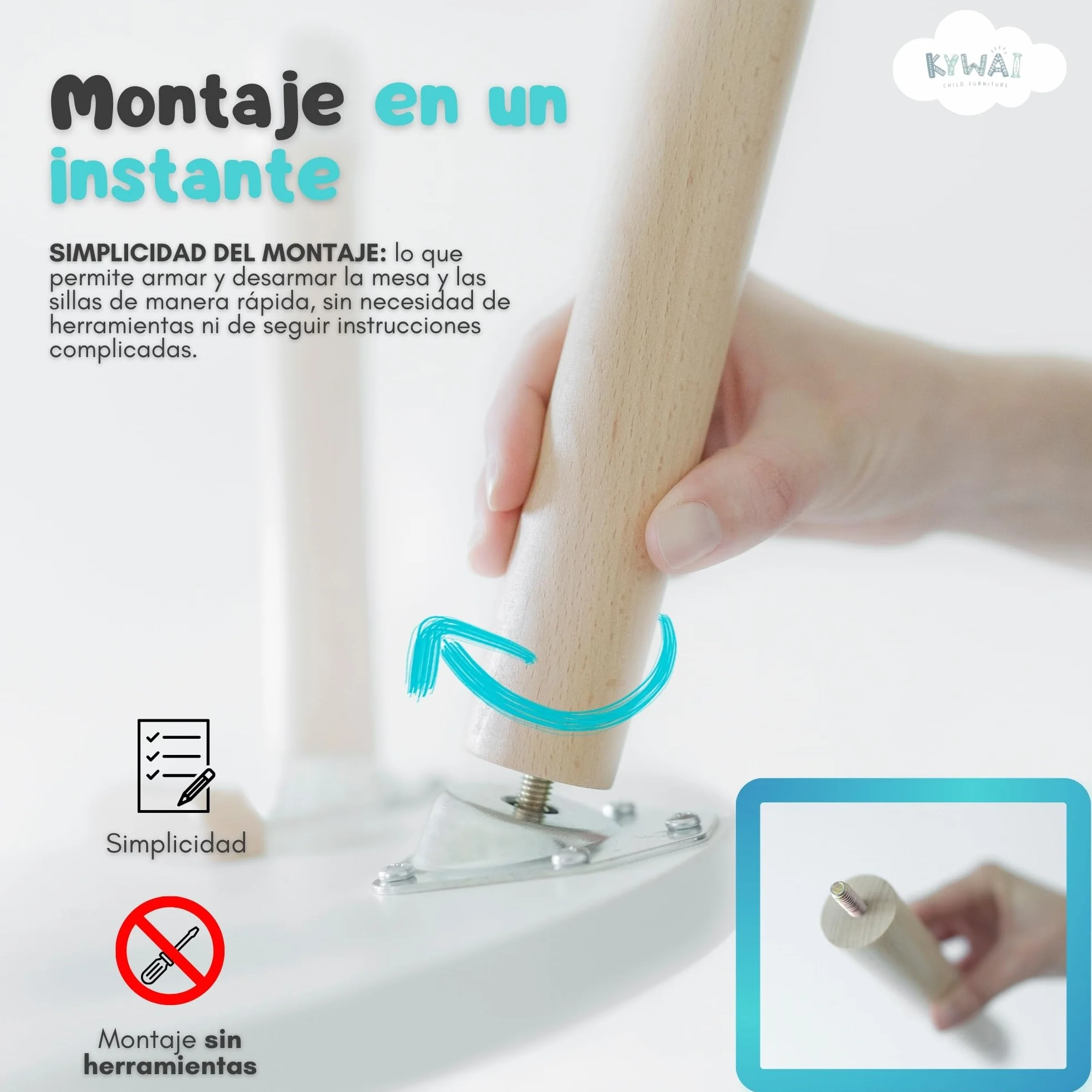 Mesa y Silla Infantil Madera Pino Conjunto Mesa Redonda 2 Sillas Blanco