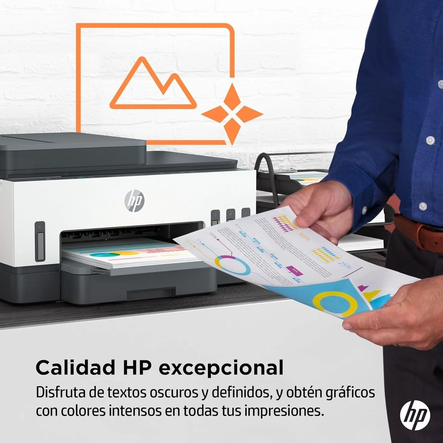 HP Smart Tank 7305 28B75A -Impresora A4 Multifunción con Deposito de Tinta Recargable, Impresión a Color, Escaner, Copiadora, Wi-Fi, Smart App, Blanca y Gris Oscuro