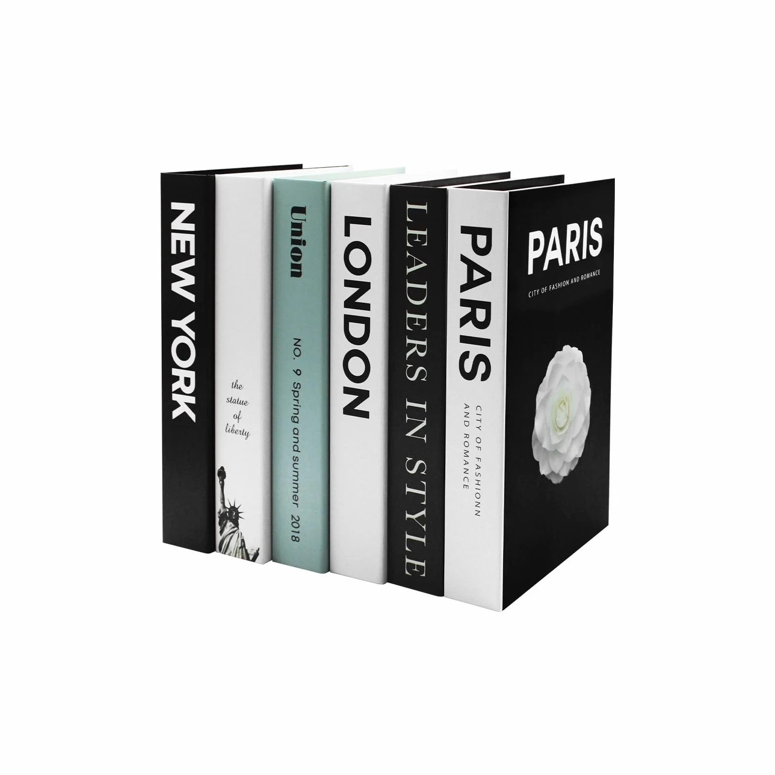Libros Decorativos Falsos Modernos para Estantería, 6 Piezas Sujetalibros Decorativos