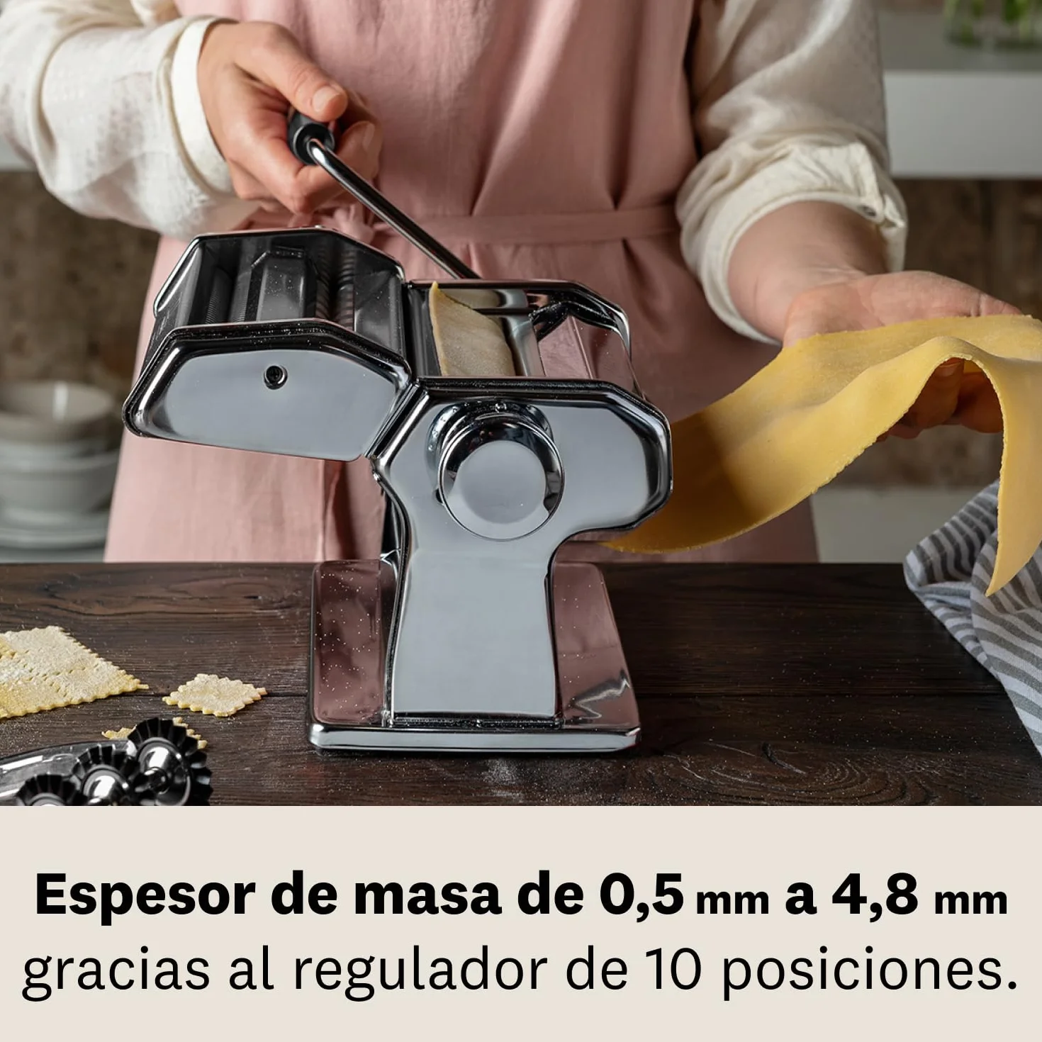 Marcato Atlas 150 Máquina para Pasta Acero Cromado 15 cm 3 Accesorios