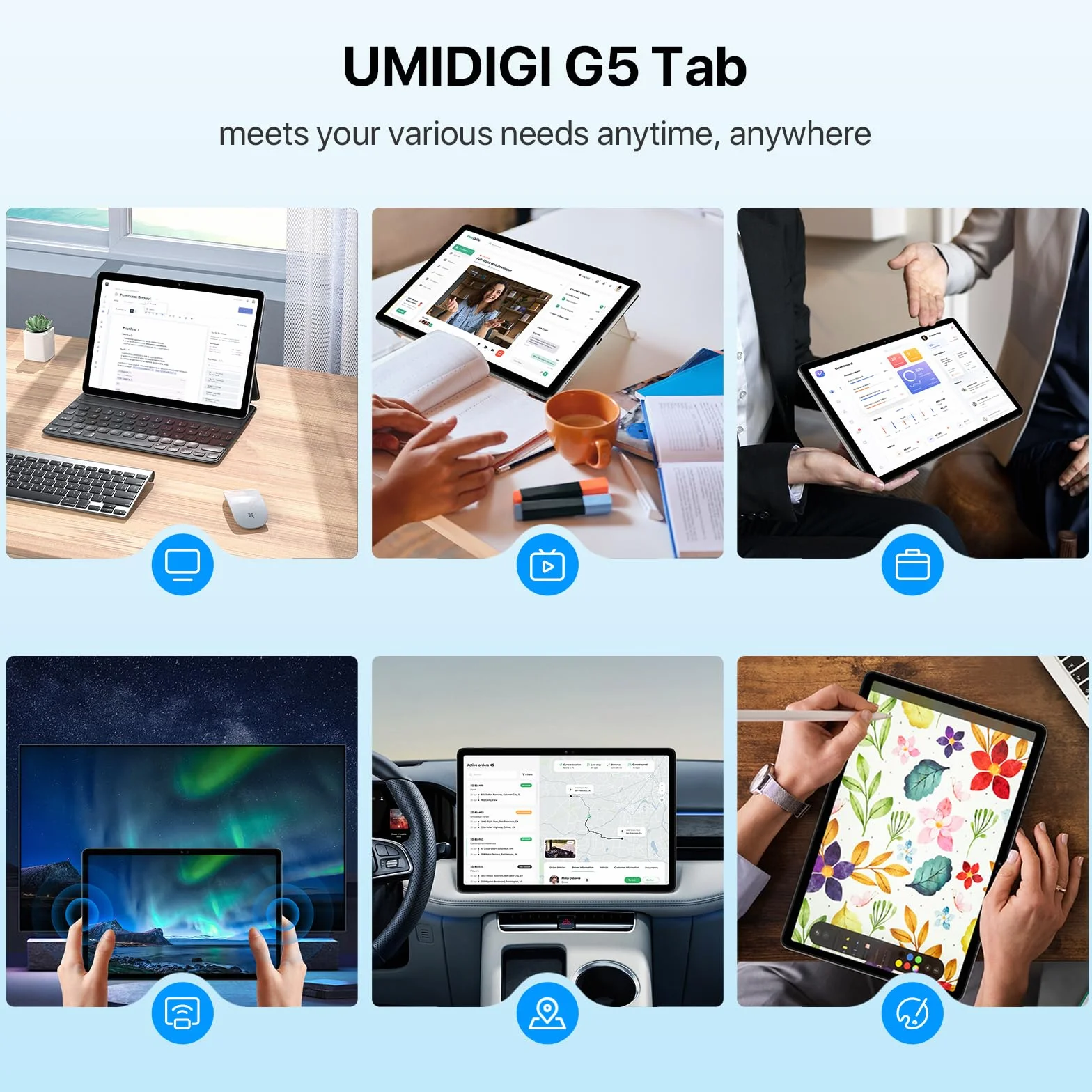 UMIDIGI G5 Tab 10.1 Zoll Tablet Android, 8GB+128GB (1TB TF) Tablet mit SIM-Kartenslot, 13MP+8MP Kamera, 6000mAh Akku, Octa-Core Prozessor, Widevine L1, GPS, Bluetooth, WiFi 5G/2.4G