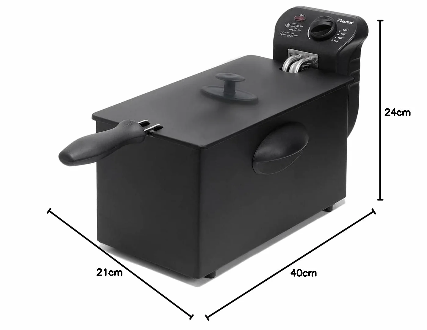 Bestron Freidora de aceite 3,5 litros 2000 vatios control de temperatura zona fría negro