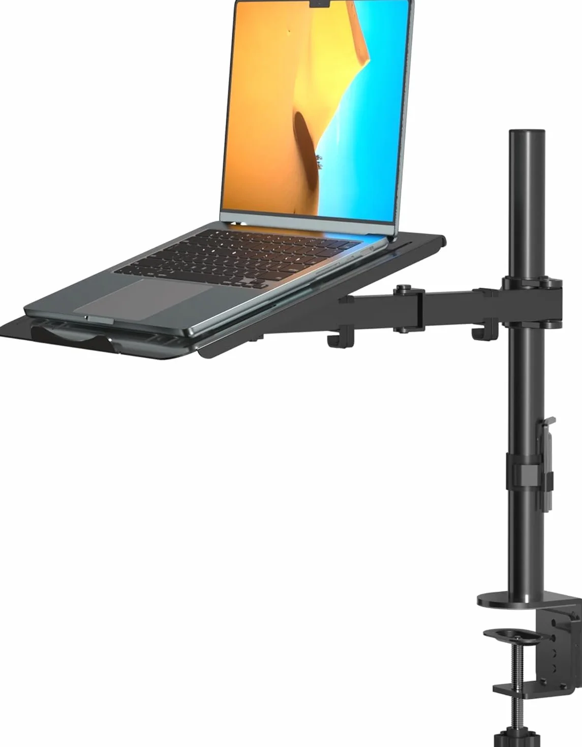 suptek Soporte 2 en 1 de Monitor y Portátil: Brazo Articulado para Pantallas 13-27" y Laptop hasta 15.6", Bandeja Ventilada, Carga 10kg, Altura Ajustable y Giro 360° (MD6421TP004)