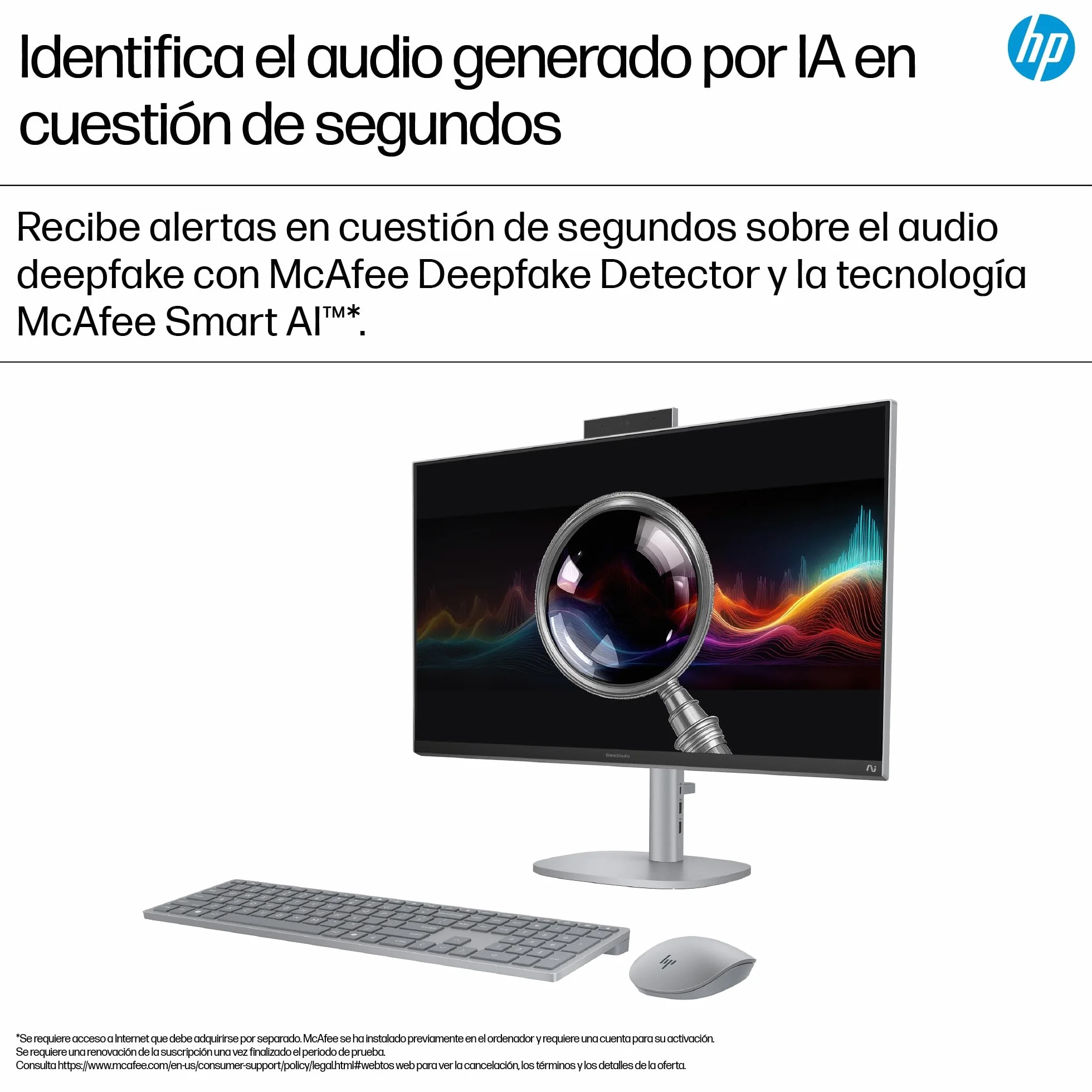 HP OmniStudio X All-in-One 27" 4K UHD (Procesador Intel Core Ultra 7 258V con IA, 32GB RAM, 1TB SSD, Gráficos Intel ARC, Windows 11 Home) Teclado QWERTY Español - Silver
