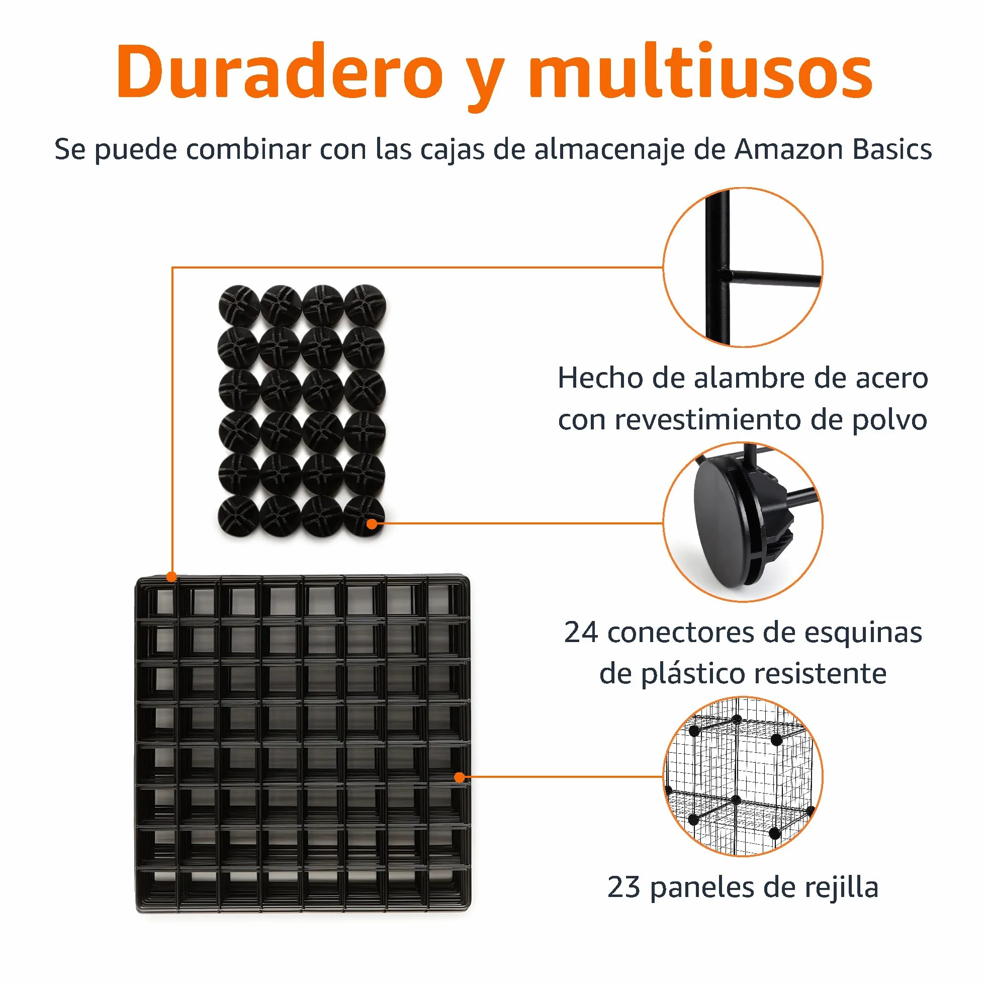 Amazon Basics Estantes apilables de rejilla de alambre 6 cubos 66 x 32 x 96.5 cm negro