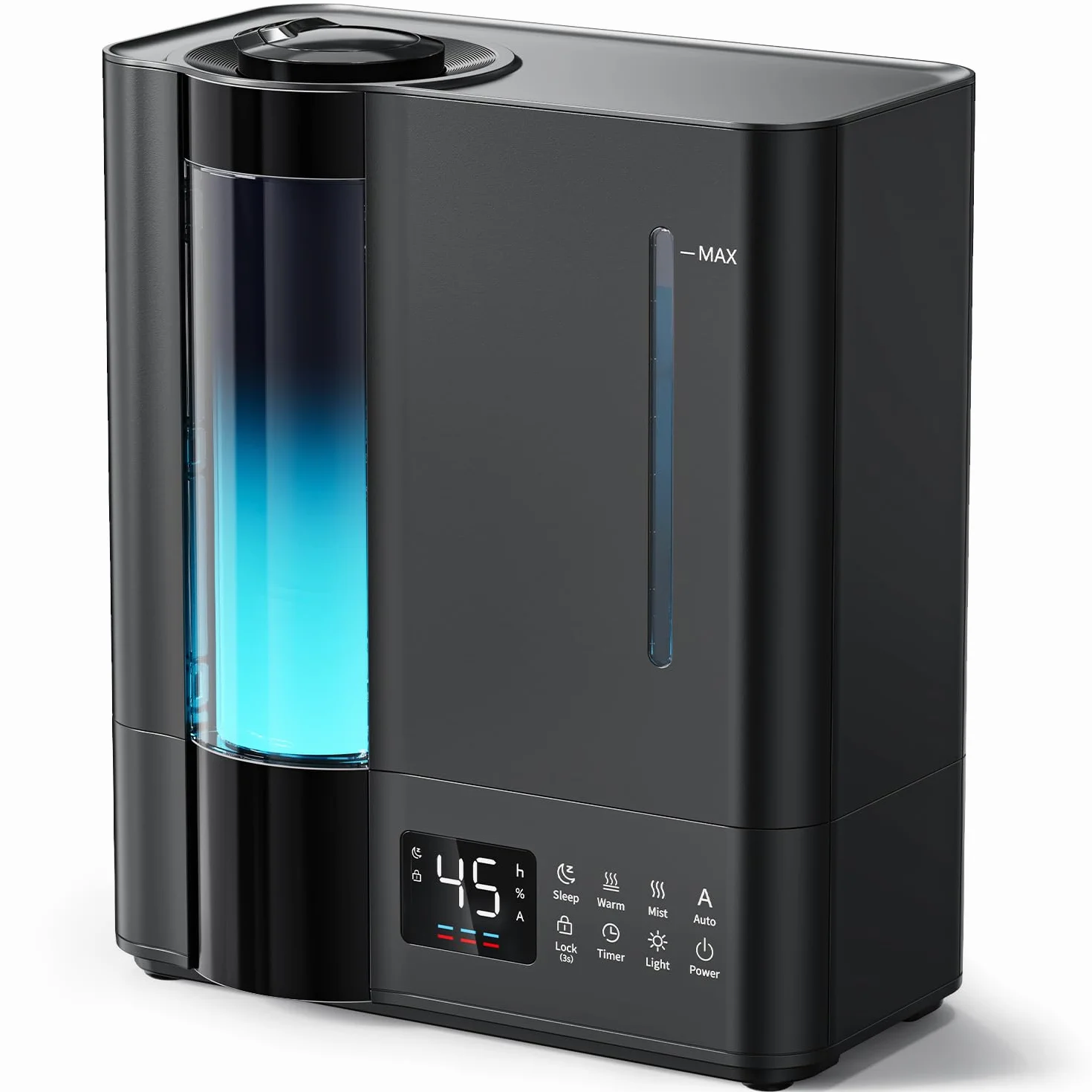 AROEVE Humidificador de Aire 8L, Ultrasónico Frío y Caliente, Sensor Humedad, 60H Silencioso