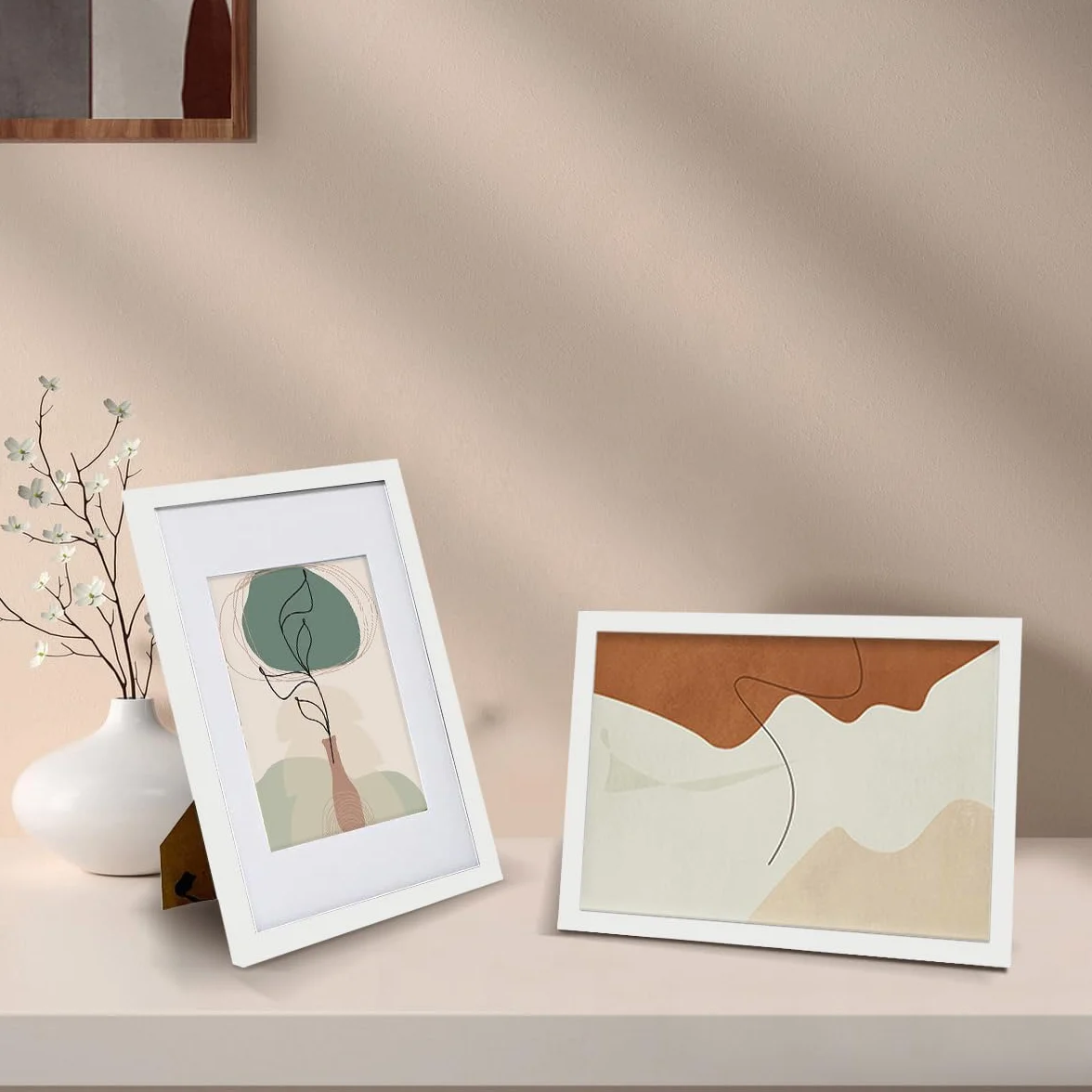 Marco de fotos A4 de madera 21 x 29,7 cm Blanco para colgar y apoyar