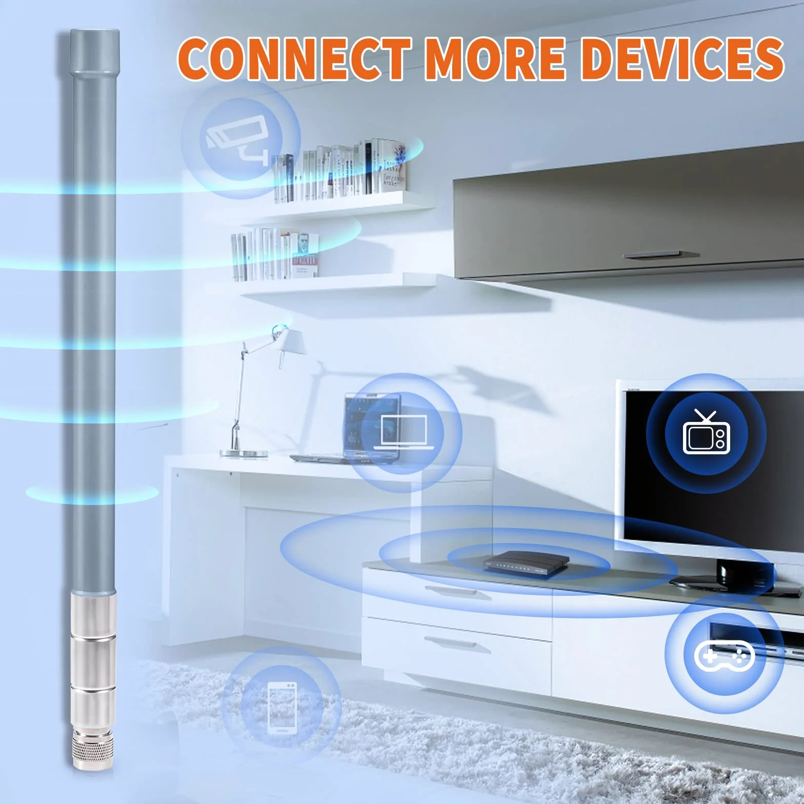 Bingfu Antena WiFi Exterior 2,4GHz 5,8GHz 5dBi N Hombre Recepción Señal de Red Inalámbrica Omni Largo Alcance Montaje en Techo Resistente Intemperie Casa RV Camping Barco Enrutadores Puntos de Acceso