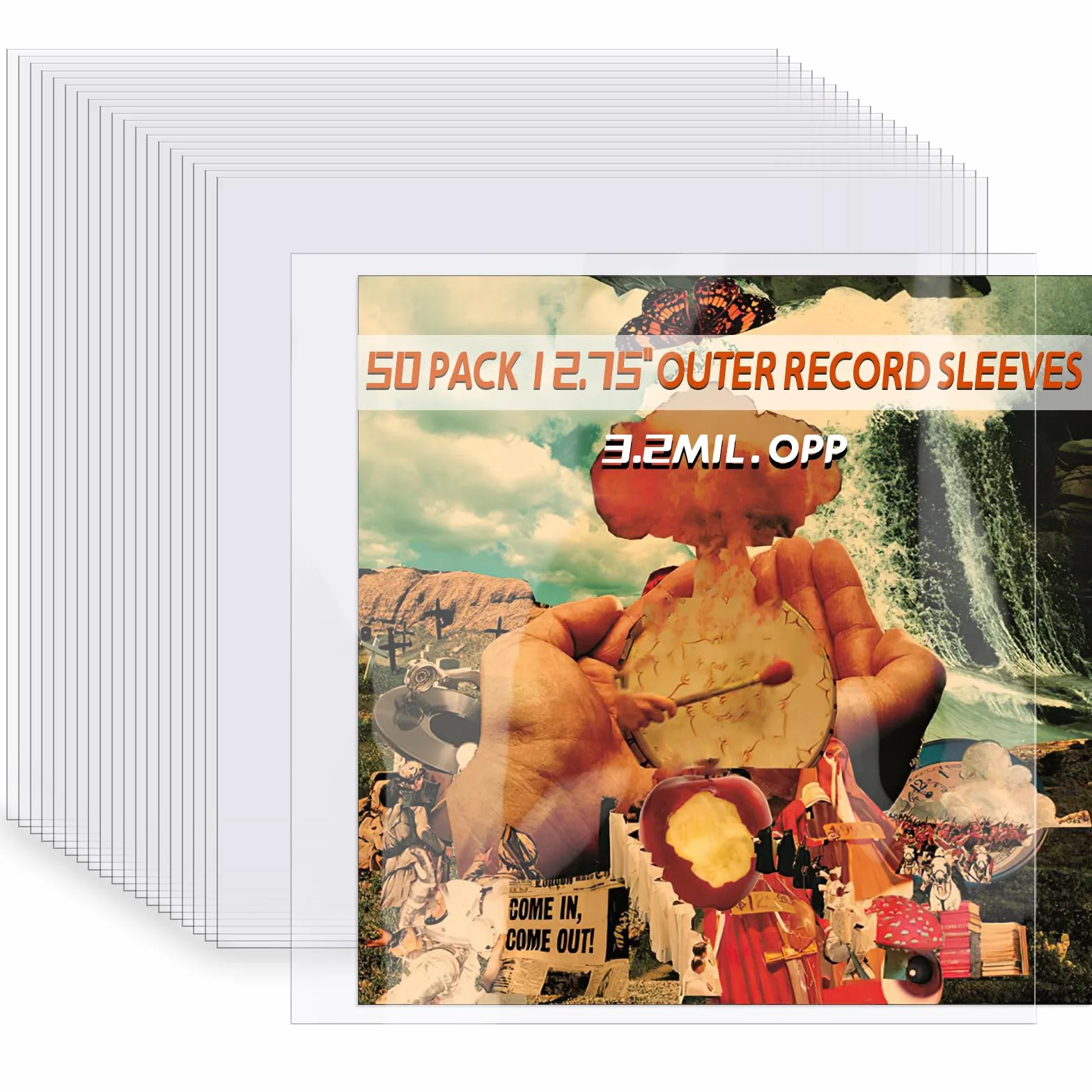 Fundas para discos de vinilo, fundas de plástico transparente de 12 pulgadas para discos LP exteriores, cubiertas de álbum de 12.75 x 12.5 pulgadas de 4.7 mil, fundas protectoras individuales y dobles