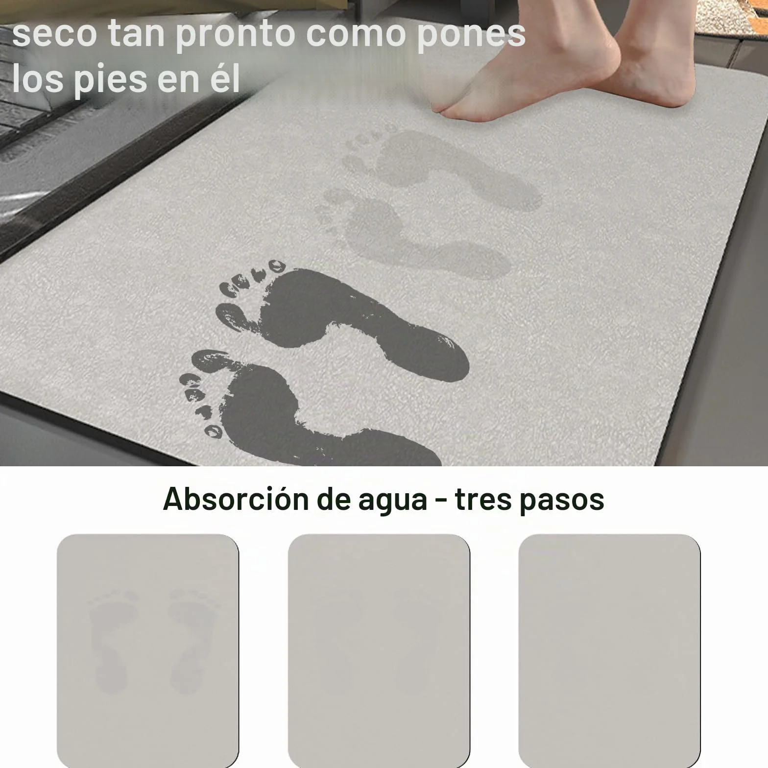 Alfombra Diatomita Baño 40x60cm Antideslizante Super Absorbente Piedra Lavable Ducha Bañera
