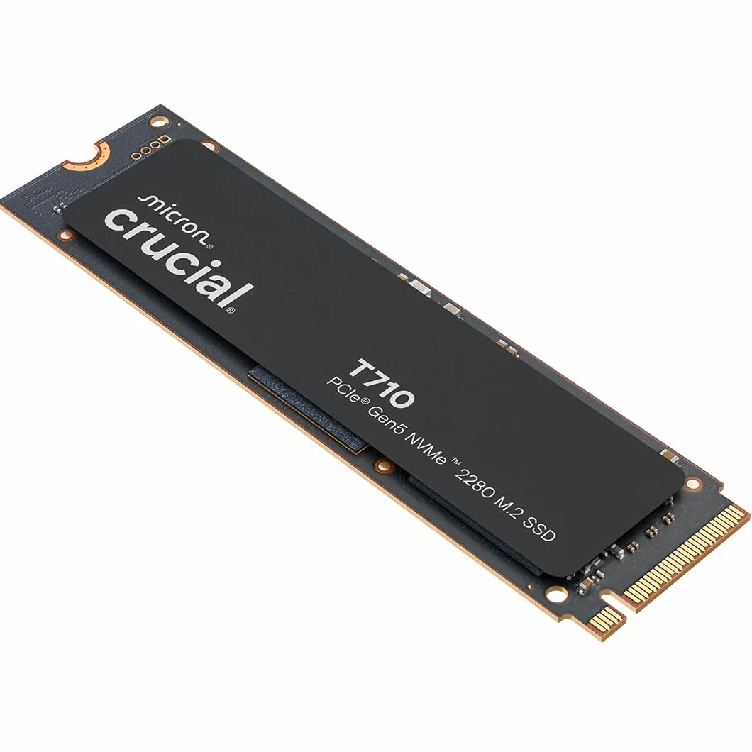 Crucial T710 SSD 1TB PCIe 5.0 x4 Gen5 NVMe M.2, Velocidades de Lectura hasta 14900 MB/s, Escritura 13700 MB/s, Ordenador Portátil y de Sobremesa, TLC NAND - CT1000T710SSD8-01