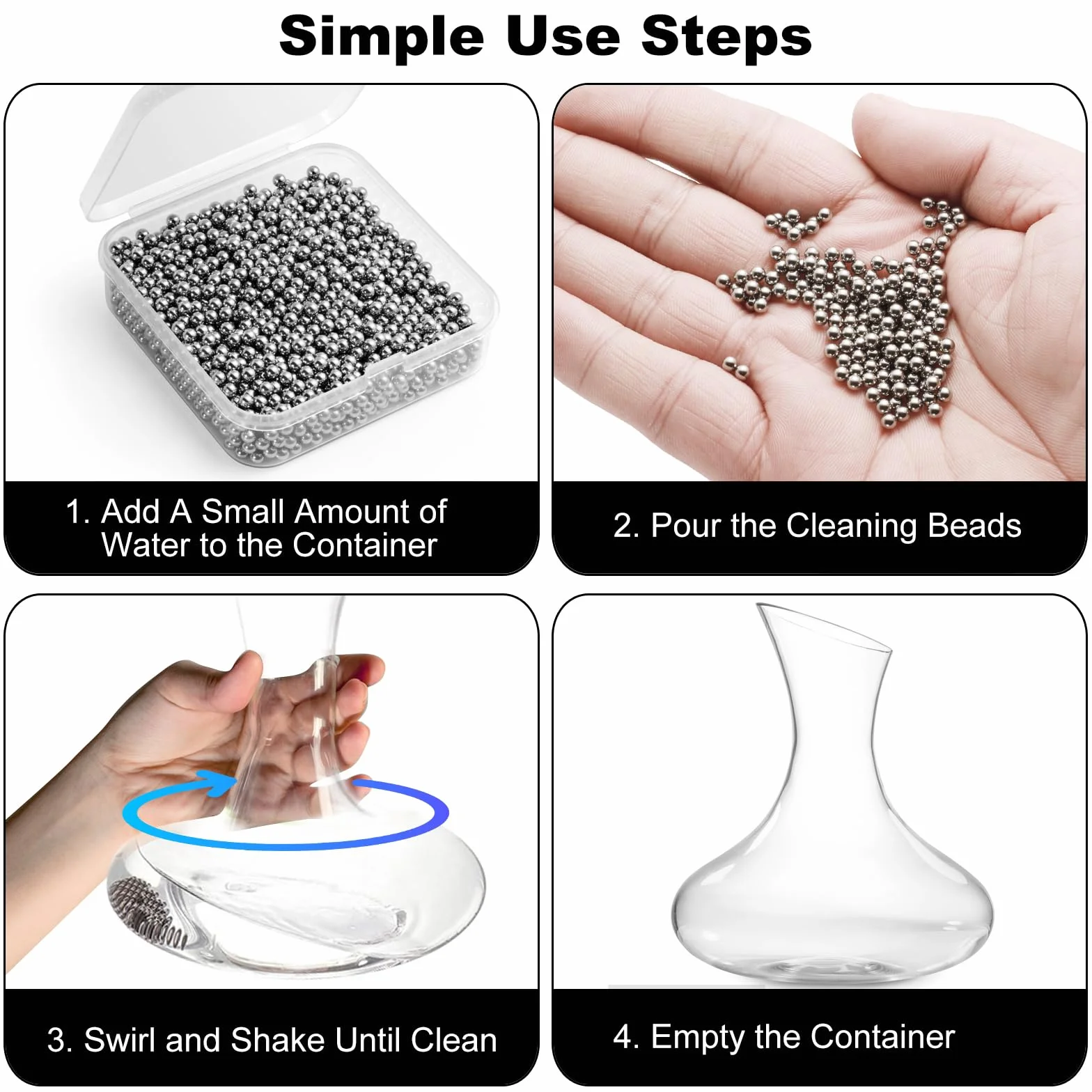 Perlas De Limpieza para Botellas, Acero Inoxidable, Bolas Limpiadoras para Cristal, Decantador