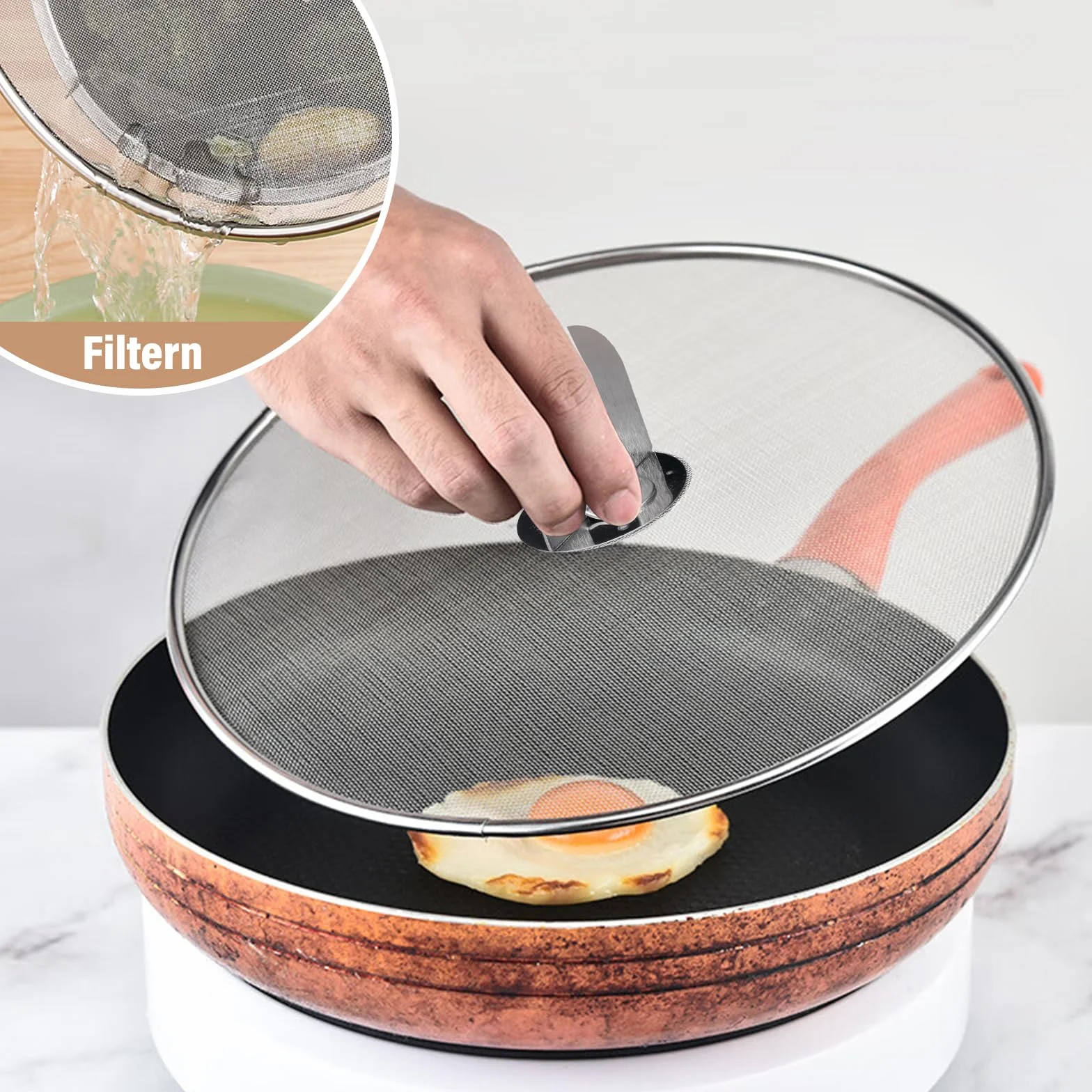 Protector Salpicaduras de Acero Inoxidable 33cm 29cm 25cm Tapa Antisalpicaduras Cocina