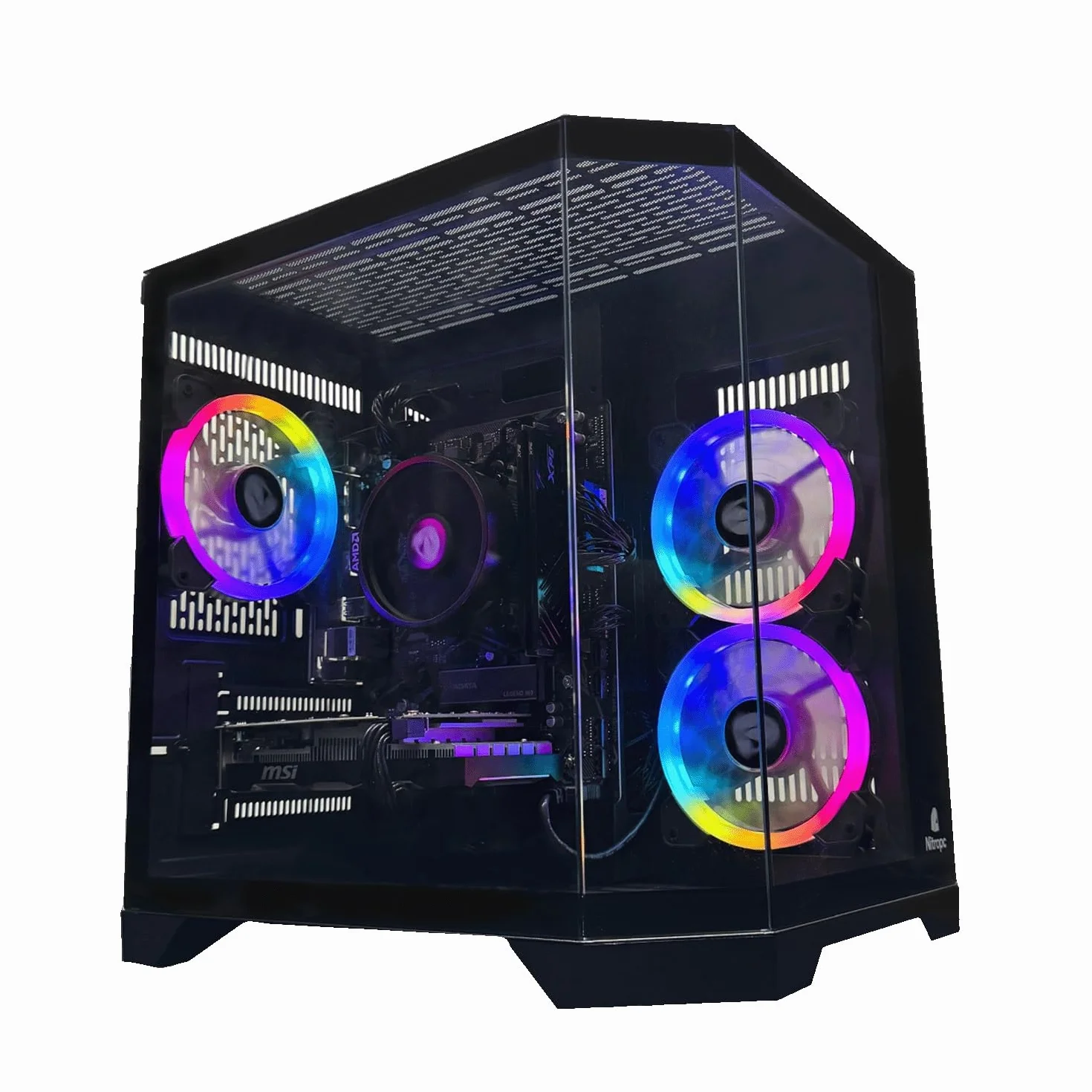 NitroPC - Pack Avanzado | PC Gaming Completo (Intel Core i5 12400F 6/12 4,40 GHz, RTX 3050 8GB, RAM 16GB, M.2 1TB, Windows 11 PRO | WiFi, Monitor 24", Teclado, ratón, Auriculares) PC sobremesa (Negro)