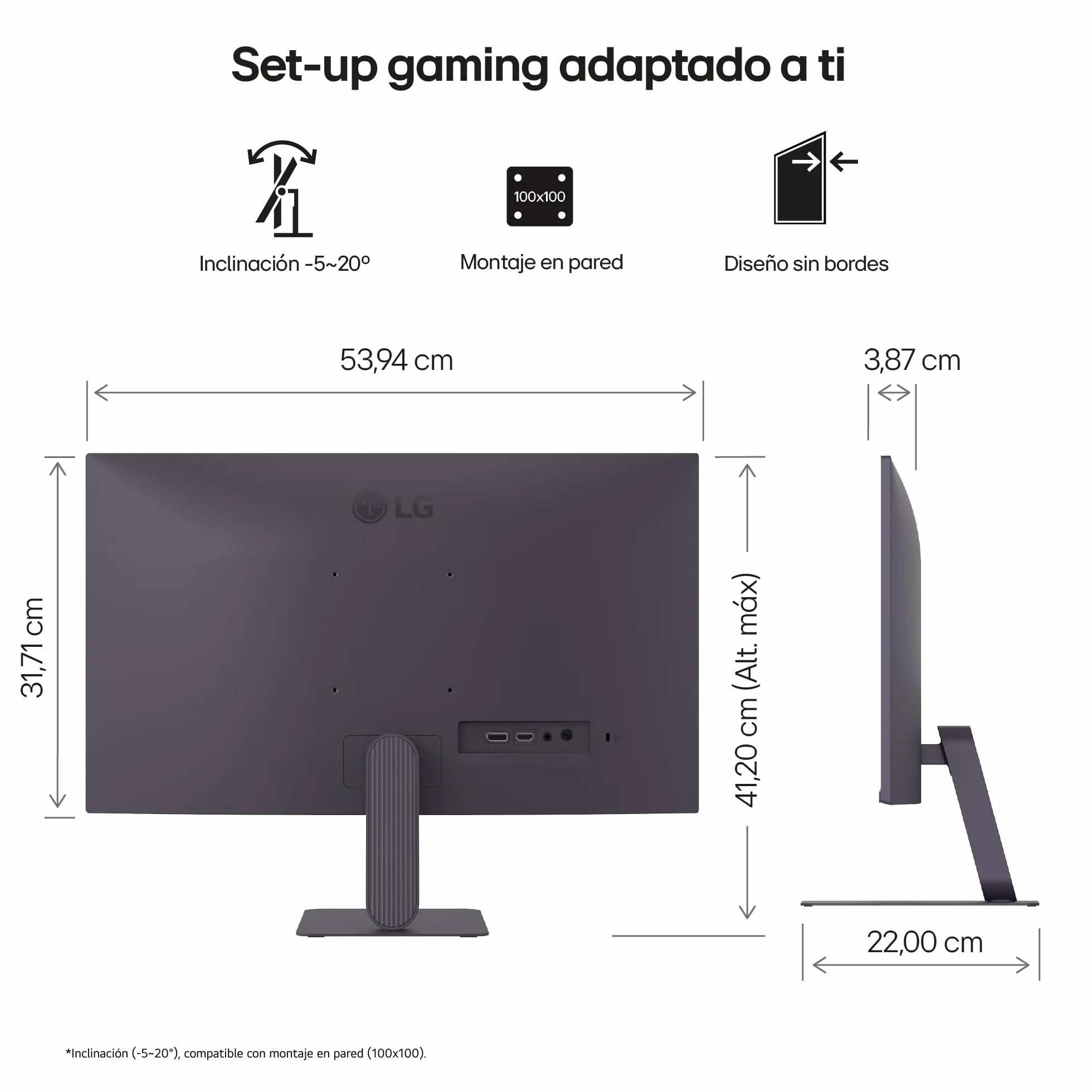 LG 24G411A-B Monitor Gaming Ultragear 23,8" IPS Full HD 144Hz 1ms G-Sync FreeSync HDR10 Pivotable Altura Ajustable Negro