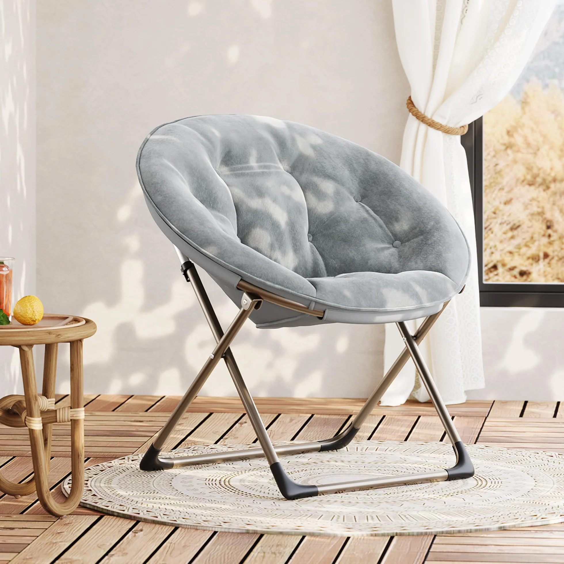 Silla Plegable Tipo Flor para Adultos con Cojín de Algodón y Estructura Metálica