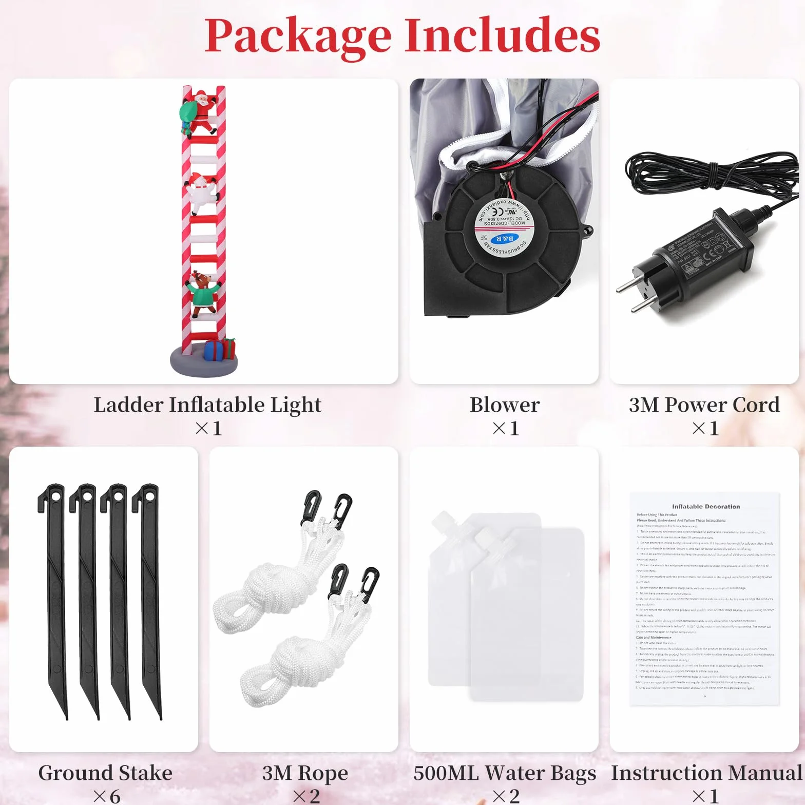 Lewondr Inflables Navidad 9,8FT 11 LED Escalera Decoración Exterior Impermeable Reno Santa Claus Muñeco de Nieve