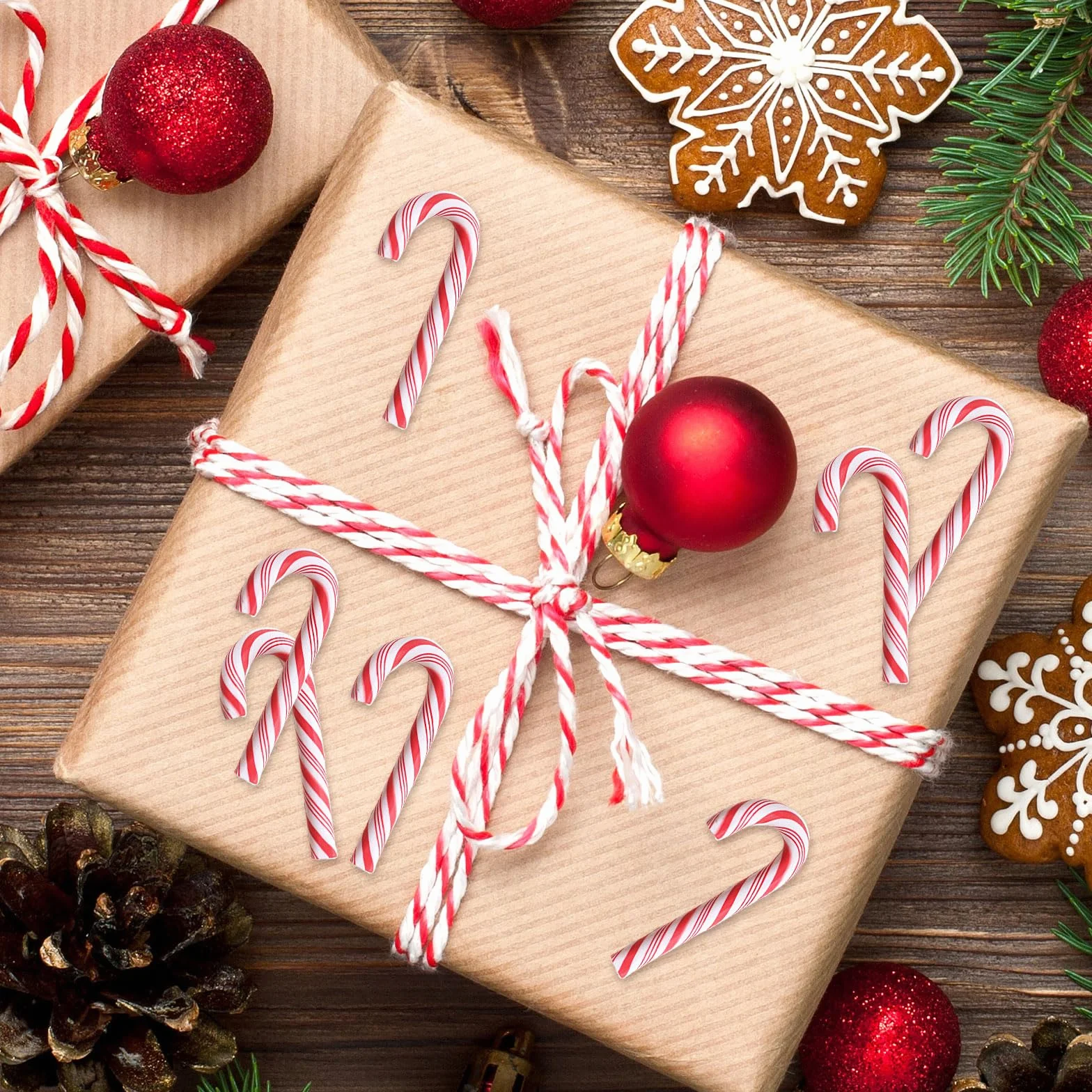 MINI bastones de caramelo decoración Navidad 50 piezas adorno árbol colgantes sin agujero
