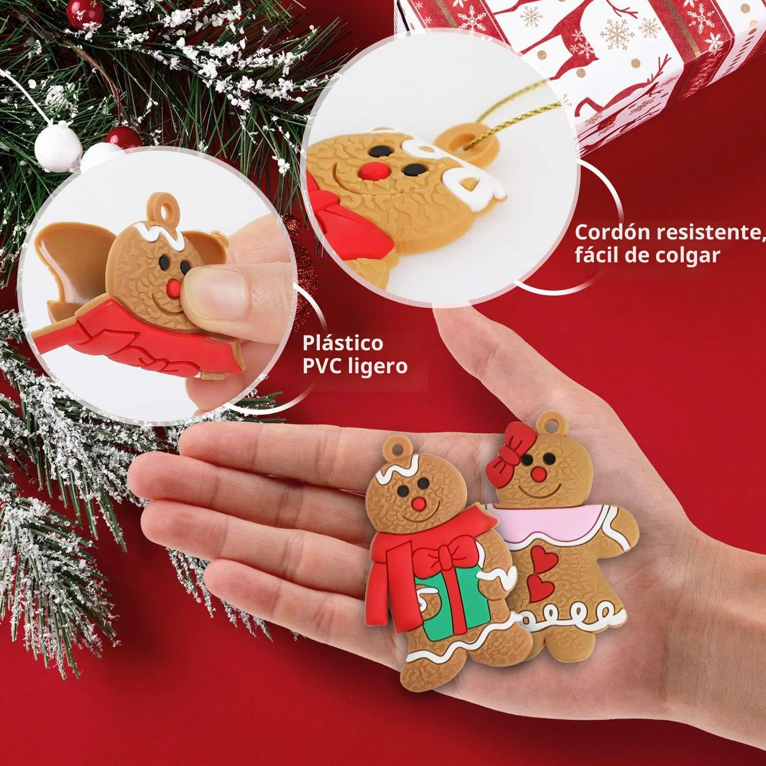 Adornos Árbol Navidad Hombre Jengibre 12 Piezas Decoración Navideñas 2025 2026