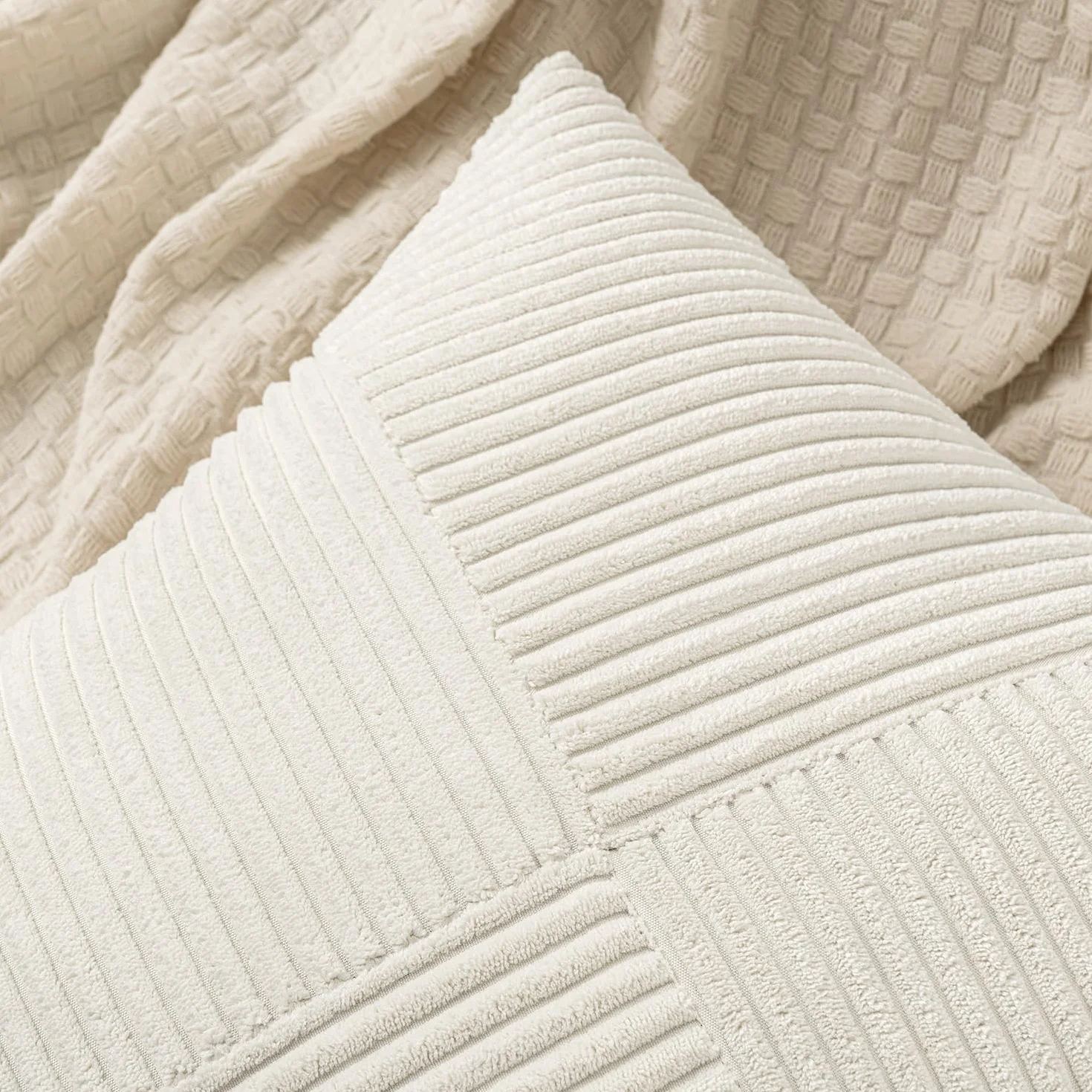 MIULEE Juego de 2 Fundas de Almohada Decorativas de Pana Cremallera Oculta 40x40cm Beige