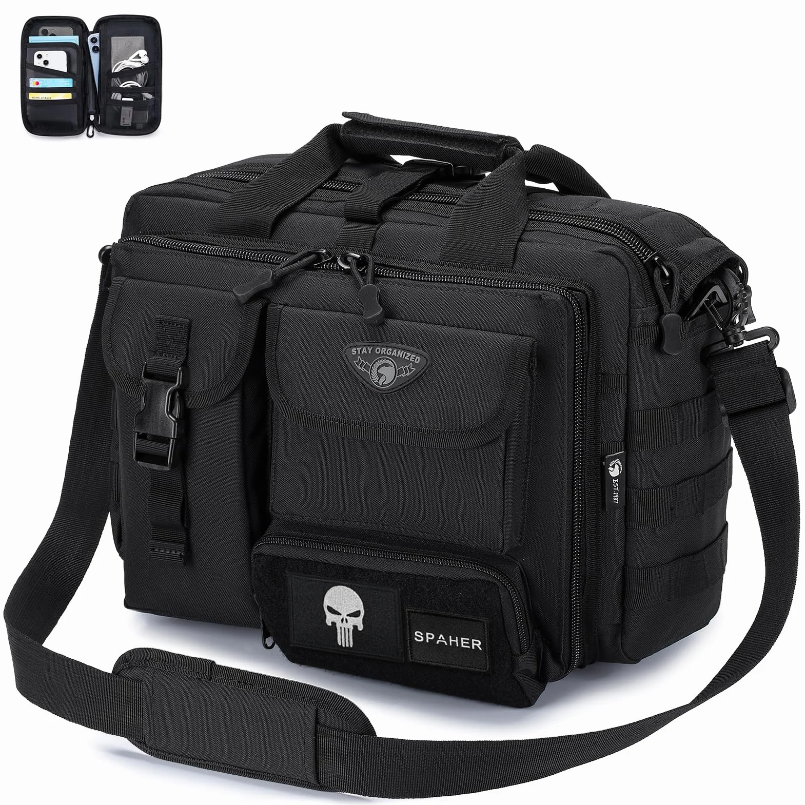 SPAHER Maletin Trabajo Hombre Maletin Bandolera Maletín para Ordenador Portátil 14/15.6/17 pulgadas Maletín Ordenador Hombre Bandolera Militar Táctica Portadocumentos Bolso Trabajo Hombre Regalo