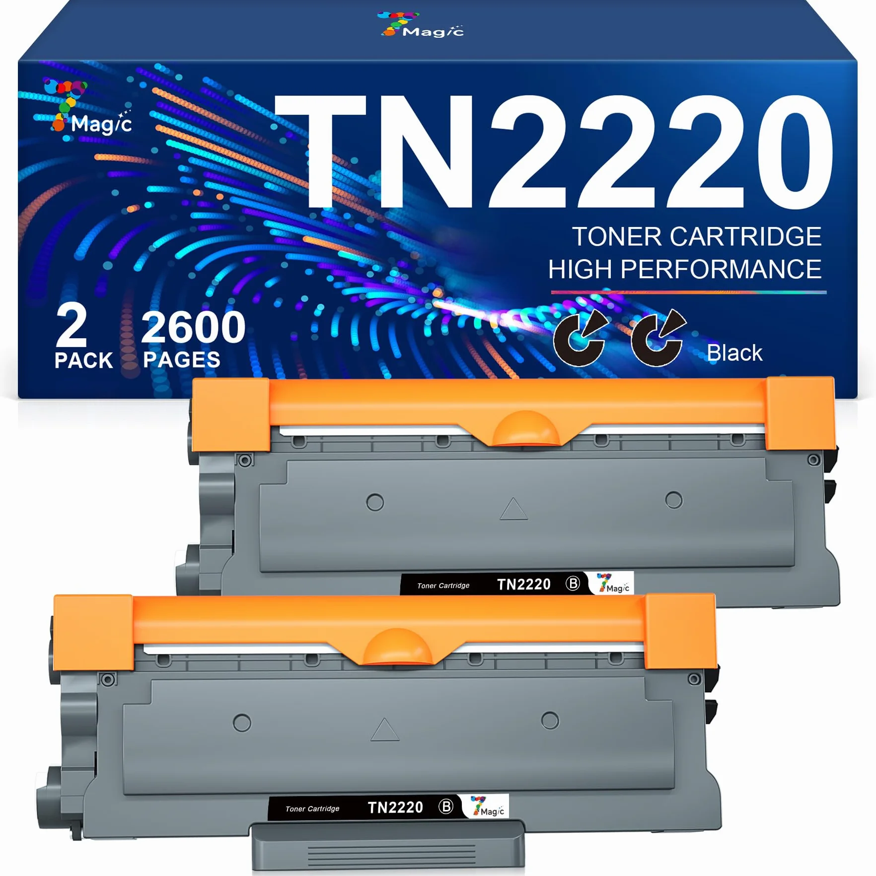 7Magic TN2220 Compatible Cartucho de Tóner para Usar en Lugar de Brother TN2220 TN2010 para MFC-7360N MFC-7460DN DCP-7055 DCP-7060D DCP-7065DN HL-2240 HL-2130 HL-2135W HL-2240 HL-2250DN (2 Negro)