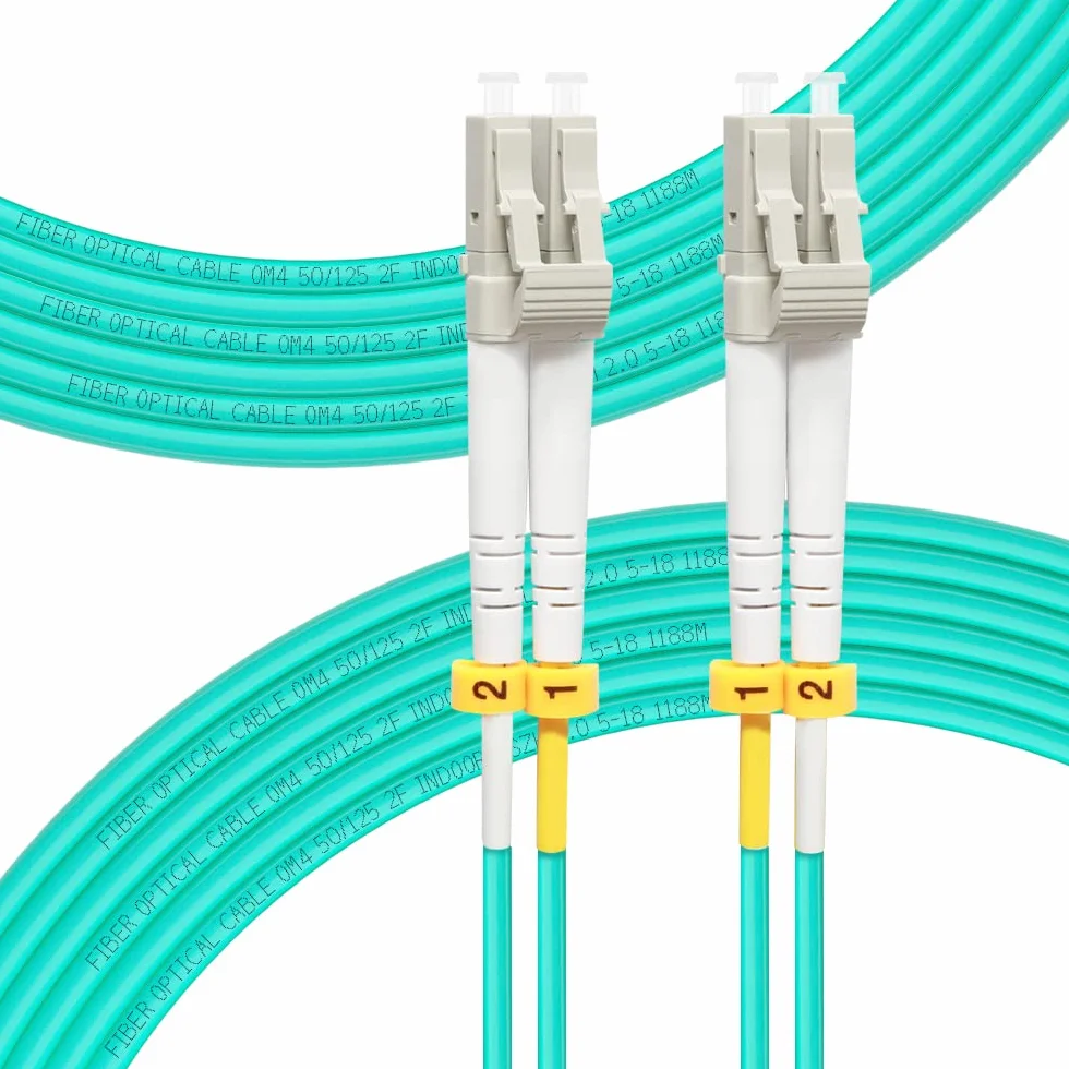 15M OM4 LC a LC Cable de Fibra Óptica Patch | Opciones de Longitud: 0,2m-100m, 40 GB/100 GB Dúplex, 50/125 µm Cable Multimodo LSZH 15 Metros