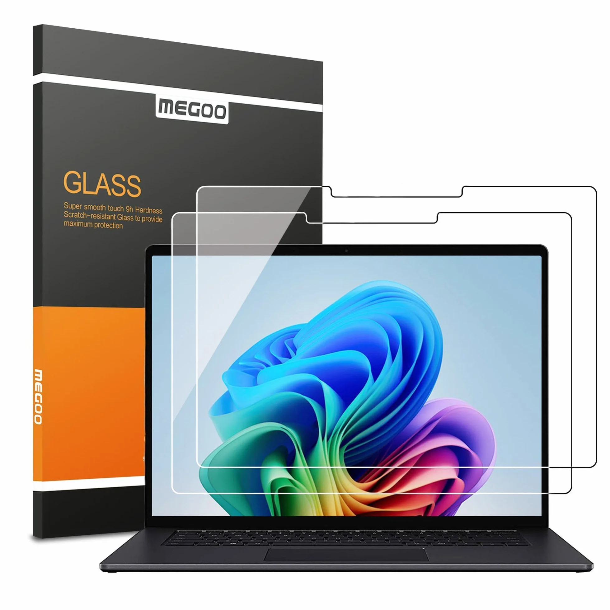 MEGOO Protector de pantalla de vidrio templado [2 Pack] para Surface Laptop 8 13.8" - Resistente a rayones y caídas, fácil de instalar, compatible con lápiz - También compatible con Laptop 7 13.8"
