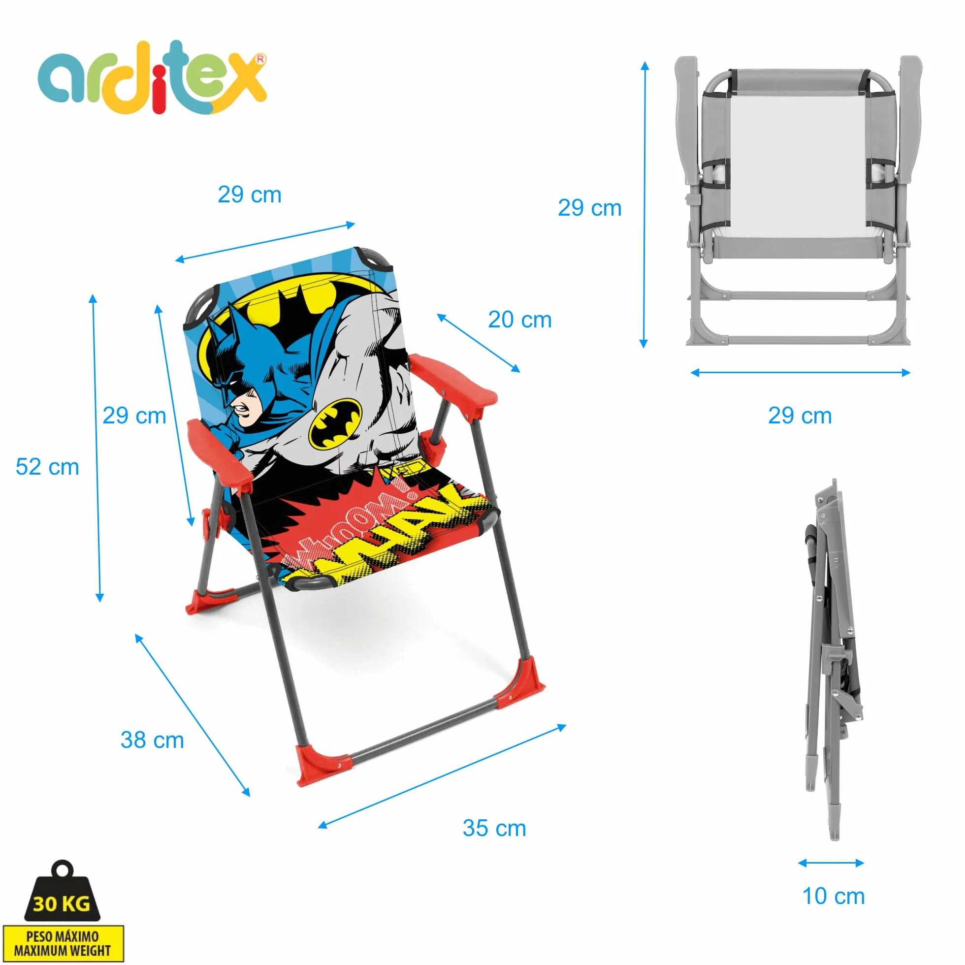 ARDITEX Silla Plegable con Brazos Batman DC Comics 38x32x53cm