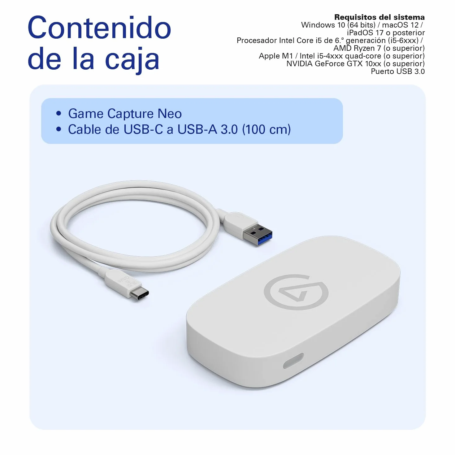 Elgato Game Capture Neo – Capturadora portátil USB con traspaso a 4K60 HDR, grabación a 1080p60 – Para PS5|Xbox|Nintendo Switch 2|iPhone – OBS, Quicktime, etc. - Plug & Play, Para Laptop|PC|Mac|iPad
