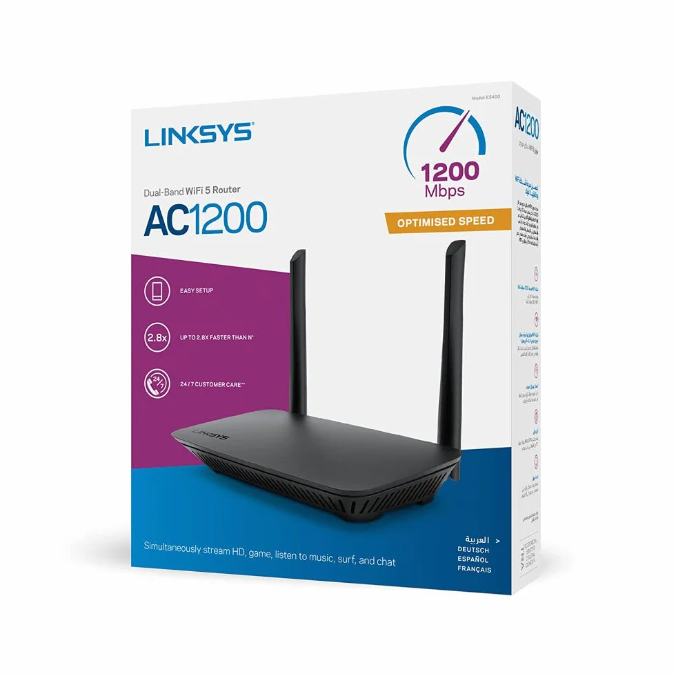 Linksys Router WiFi 5 de Doble Banda E5400 (Router Inalámbrico de Alta Velocidad, AC1200, 4 Puertos Ethernet)